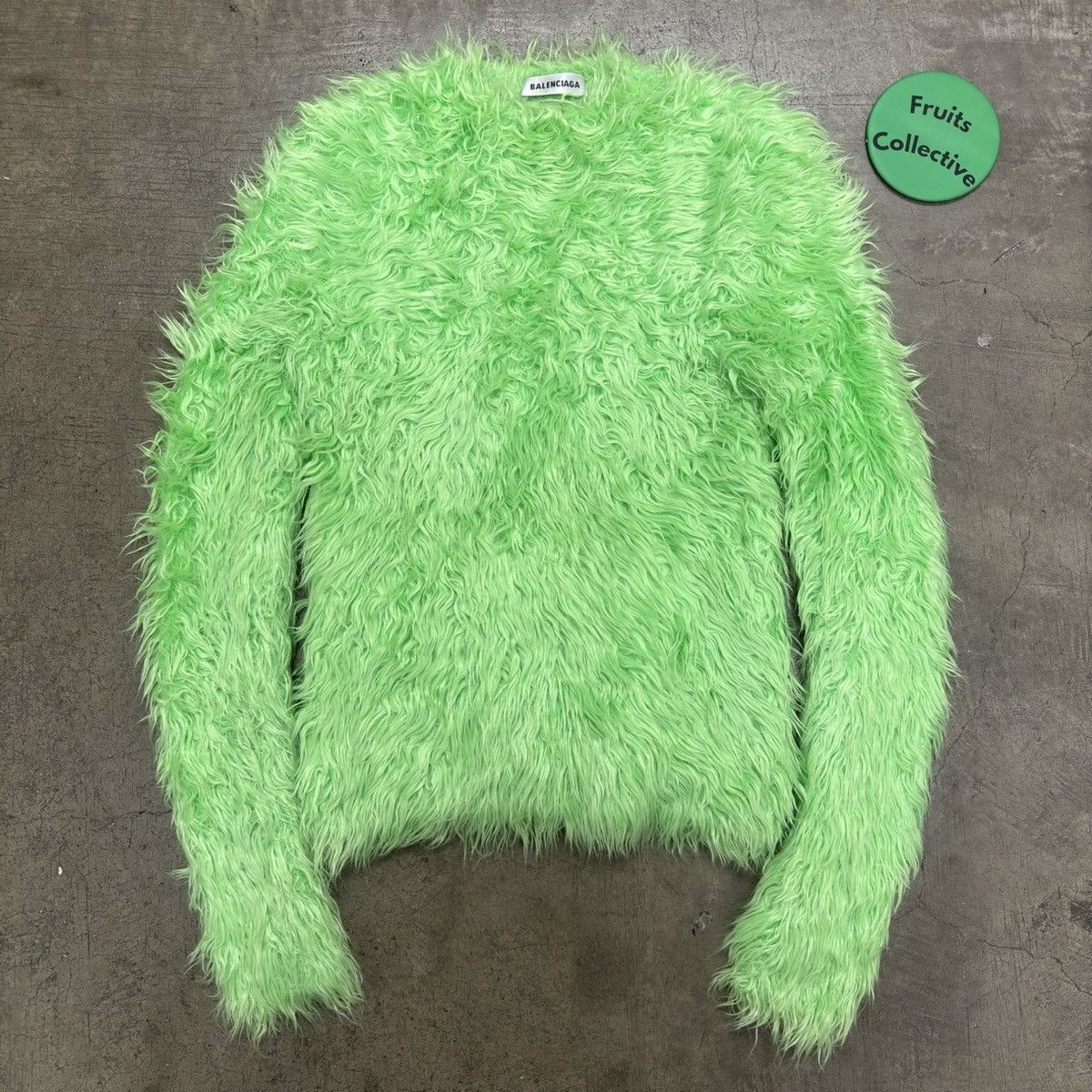 Balenciaga Balenciaga AW18 Neon green fur sweater Grailed