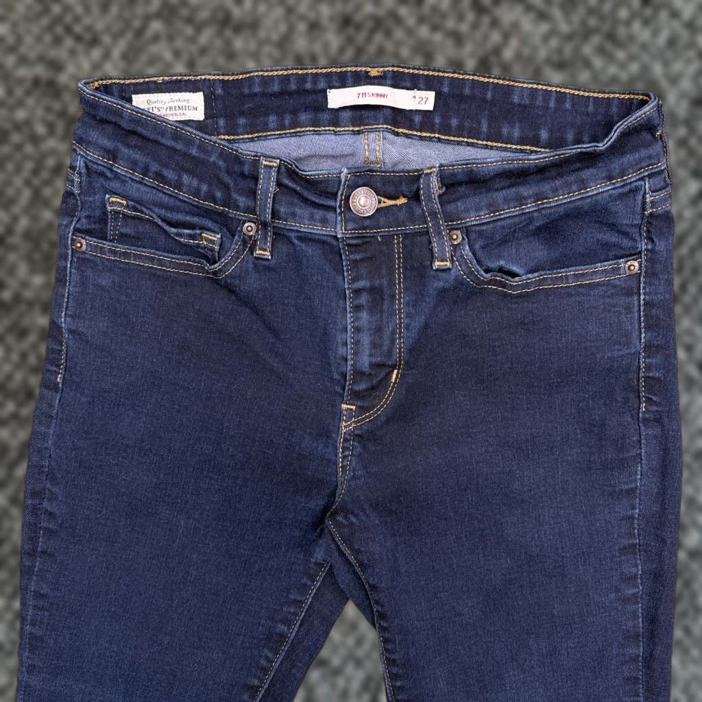 Levi's Levis 711 Skinny Premium Jeans Womens 27 Low Rise Stretch 27x28 Denim Blue 5-Pocket Design Slim Classic Jeans Mens Women Girls Size 27" / US 4 / IT 40 - 1 Thumbnail