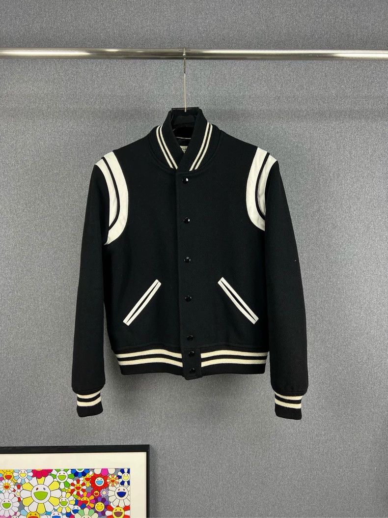 Saint Laurent Paris Saint Laurent Black and White Baseball Jacket Size US M / EU 48-50 / 2 - 1 Thumbnail
