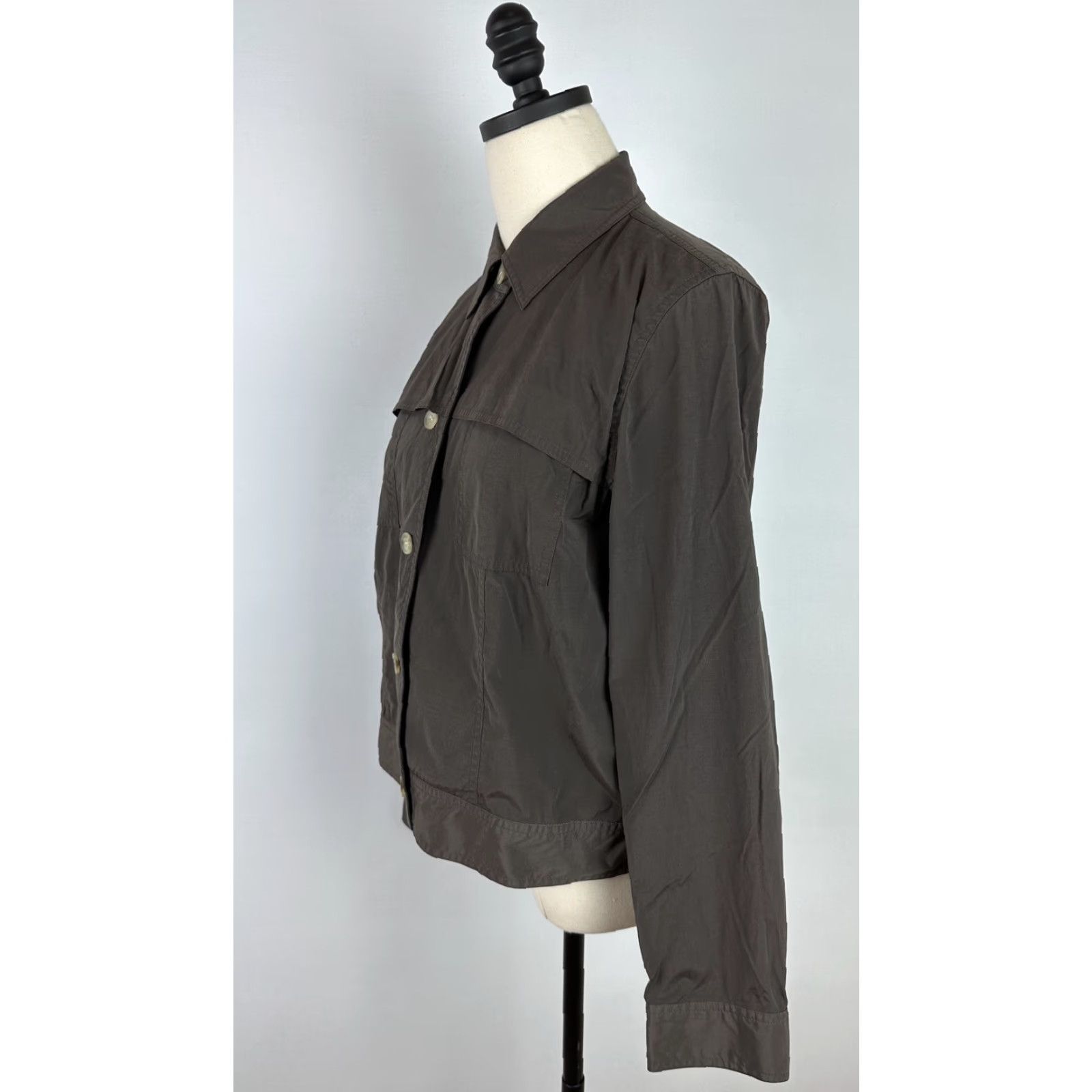 Vintage VTG 90s Y2K Doncaster Brown Jacket Women 4 / S Nylon Cotton Blend Minimalist Grunge Jacket) Size S / US 4 / IT 40 - 5 Thumbnail
