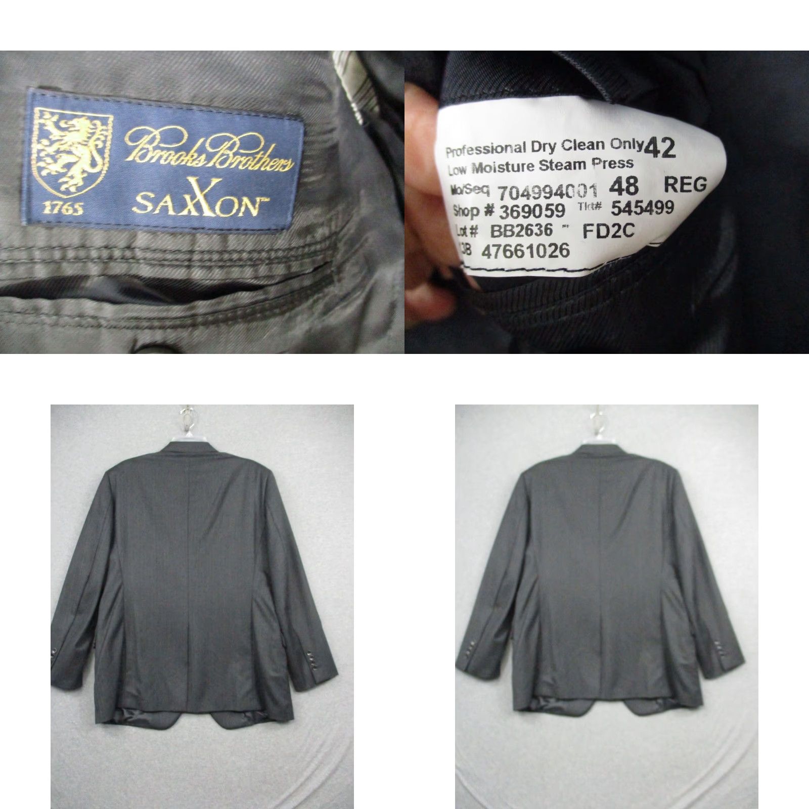 Brooks Brothers Brooks Brothers Makers 1818 Sport Coat 42R Gray Saxxon Wool Madison Fit Wool Blazer Notch Lapel Plaid Regular 2-Button Single-Breasted Men Jacket Size 42R - 8 Thumbnail