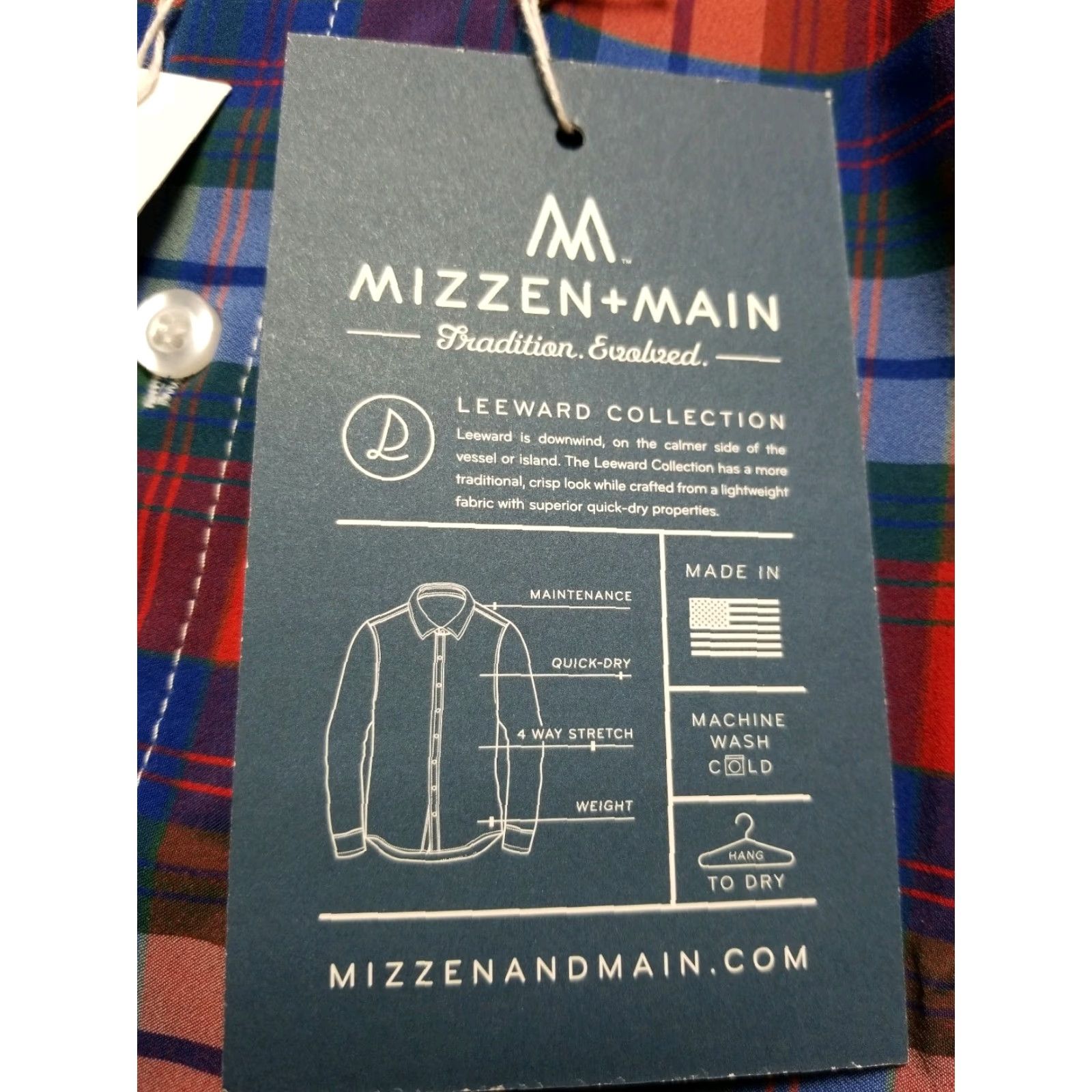 Mizzen+Main Mizzen + Main Men's Shirt Leeward Plaid Blue Red Standard Fit Long Sleeve Button-Up M Casual Size US M / EU 48-50 / 2 - 3 Thumbnail