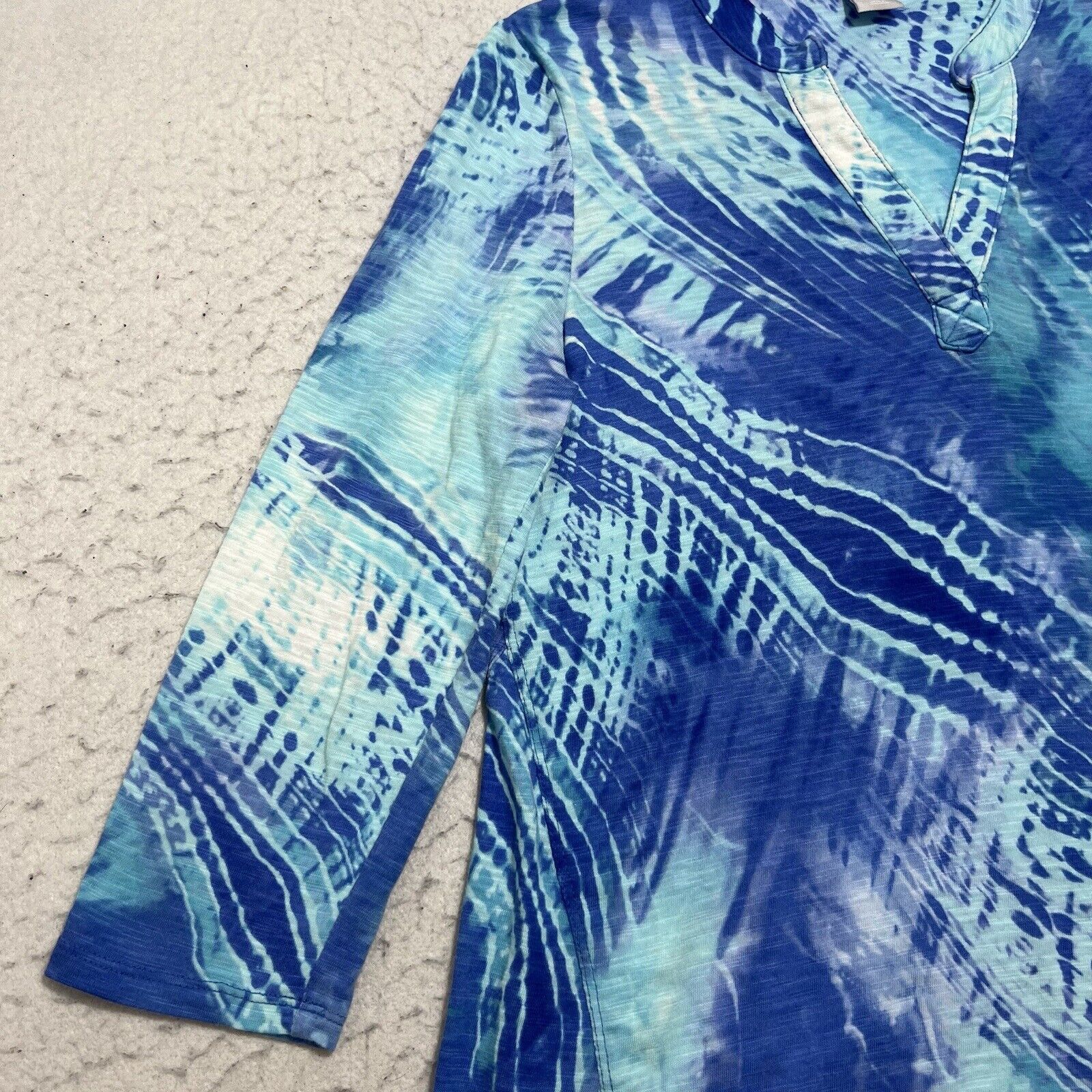 Chicos Chico's Women's Small Long Sleeve V-Neck Blue Patterned Top Size S / US 4 / IT 40 - 5 Thumbnail