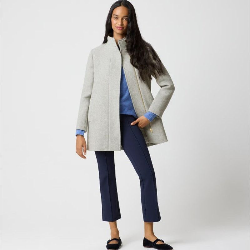 J.Crew NWT J.CREW Gray Wool Blend Button Neck Winter City Coat 00P Size XXS / US 00 / IT 34 - 1 Thumbnail