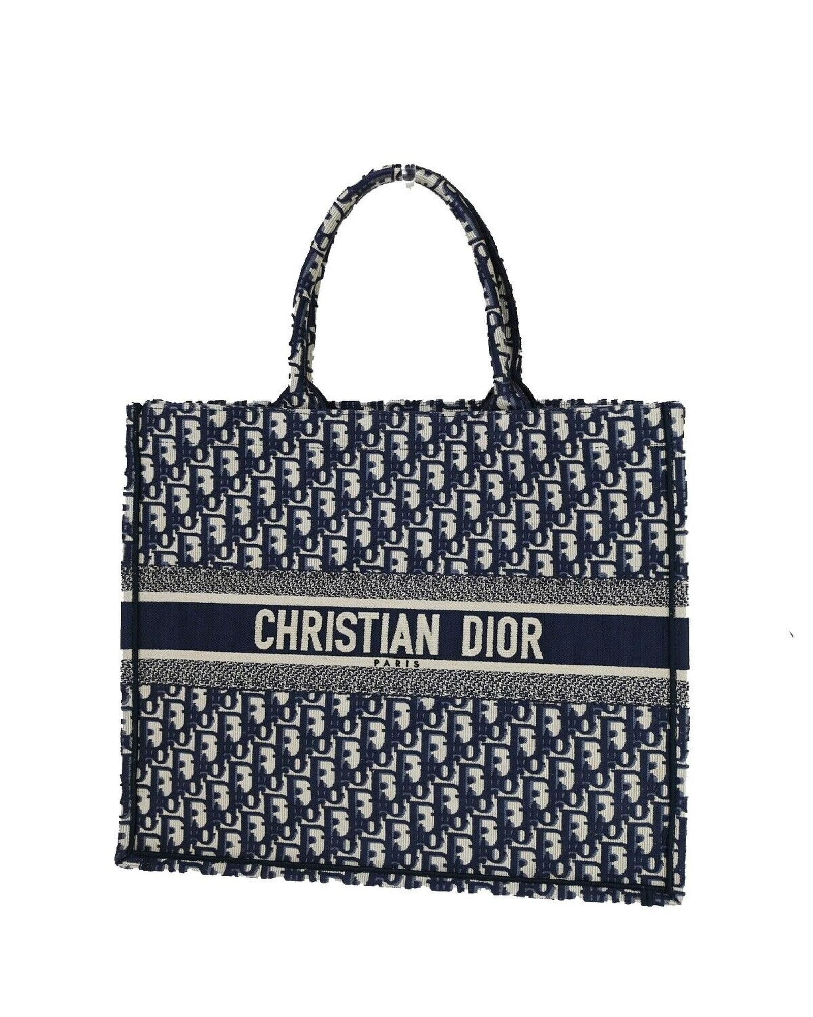 image of Dior Canvas Book Bag With Elegant Charm in Black, Women's