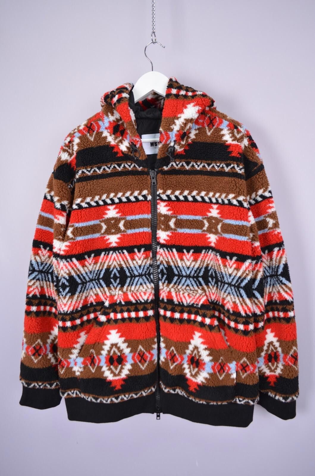 MSGM MSGM IKAT Mens Teddy Fleece Hooded Multicolor Jacket Size M Size US M / EU 48-50 / 2 - 1 Thumbnail