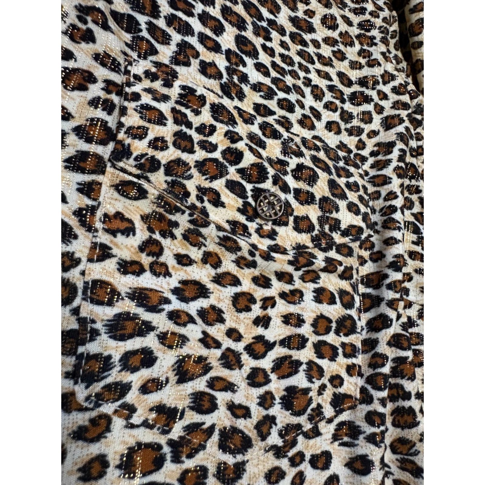Vintage Emily Daniels Top Womens Small Leopard Animal Print Button Up Shirt 3/4 Sleeve Size S / US 4 / IT 40 - 2 Thumbnail