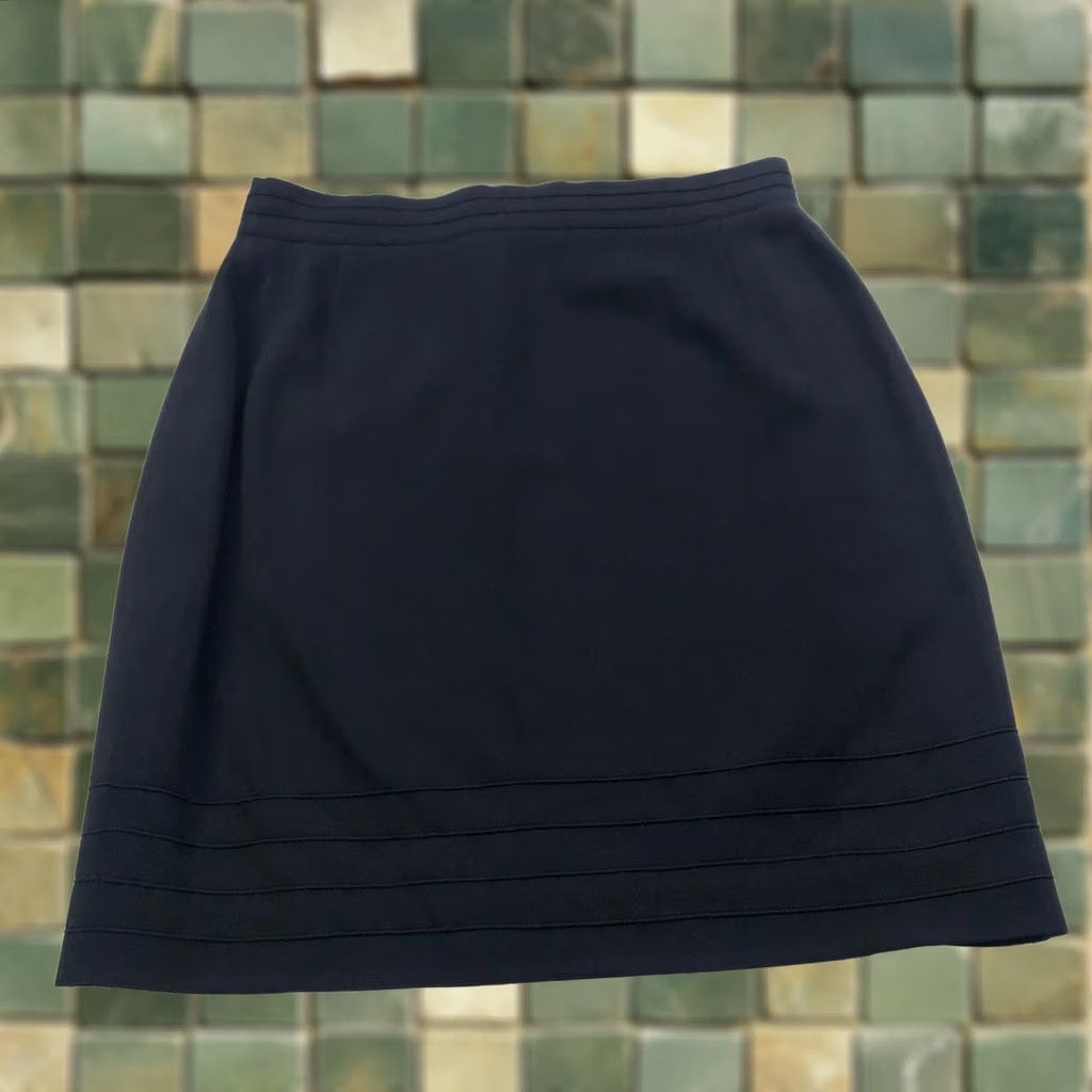 Escada VINTAGE Escada Skirt Black Mini Button Zip Lined Wool 31 In 5.25 ECESCADA VTG Size 32" / US 10 / IT 46 - 1 Thumbnail