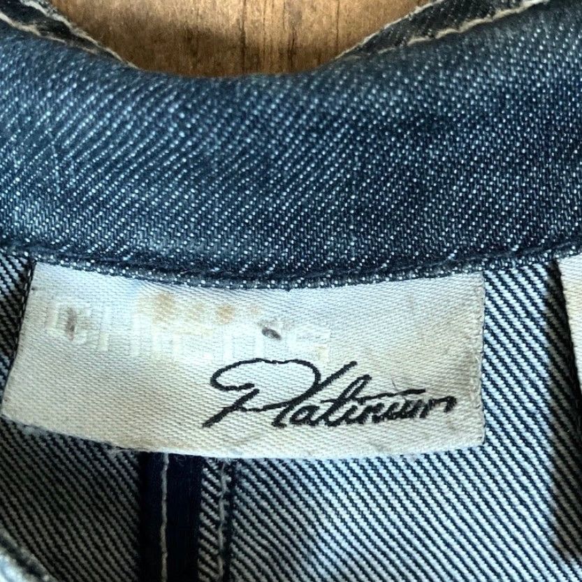 Vintage Chicos Womens Jacket Blue Denim Button Up Front Pockets Stretch L Regular Cotton 2 (L) Fall Winter Spring Mens/Womens? Size L / US 10 / IT 46 - 6 Thumbnail