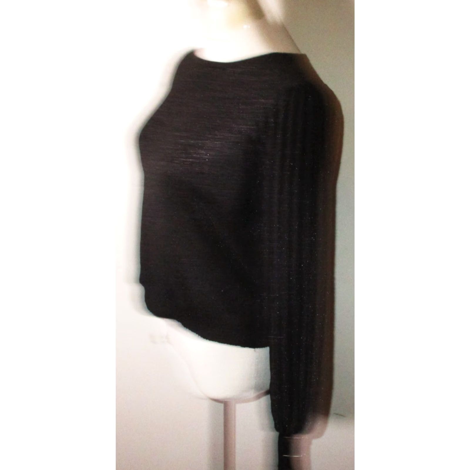Nanette Lepore NANETTE LEPORE Black Lurex Heavy Knit Long Sleeve Top Women's M Blouse Size M / US 6-8 / IT 42-44 - 5 Thumbnail