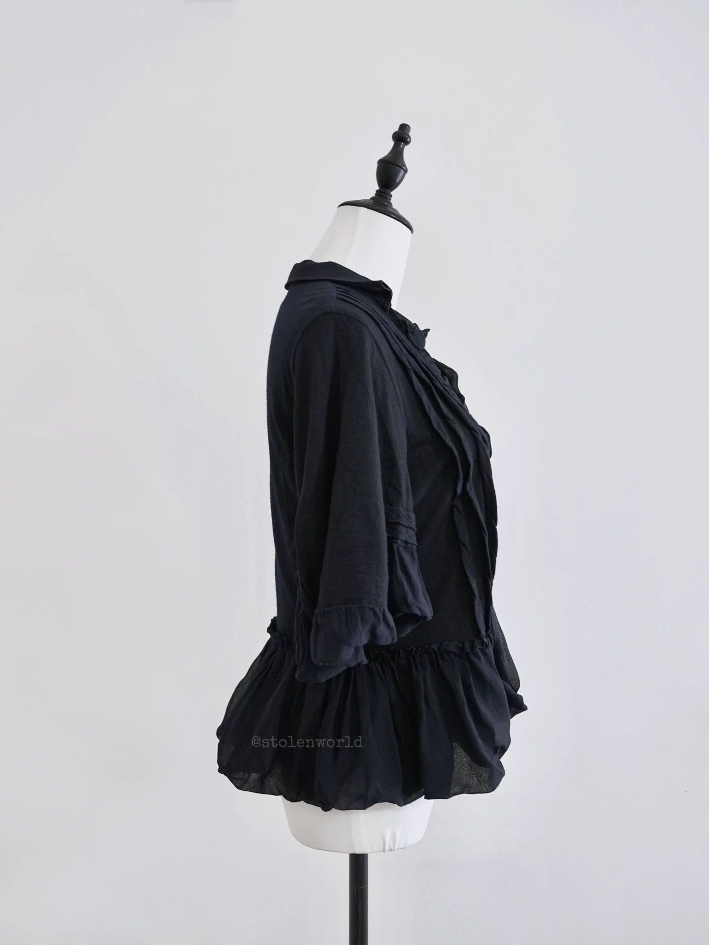 Comme des Garcons Comme des Garçons Navy Lace Trim Bubble Sleeve Blouse M Size M / US 6-8 / IT 42-44 - 6 Thumbnail