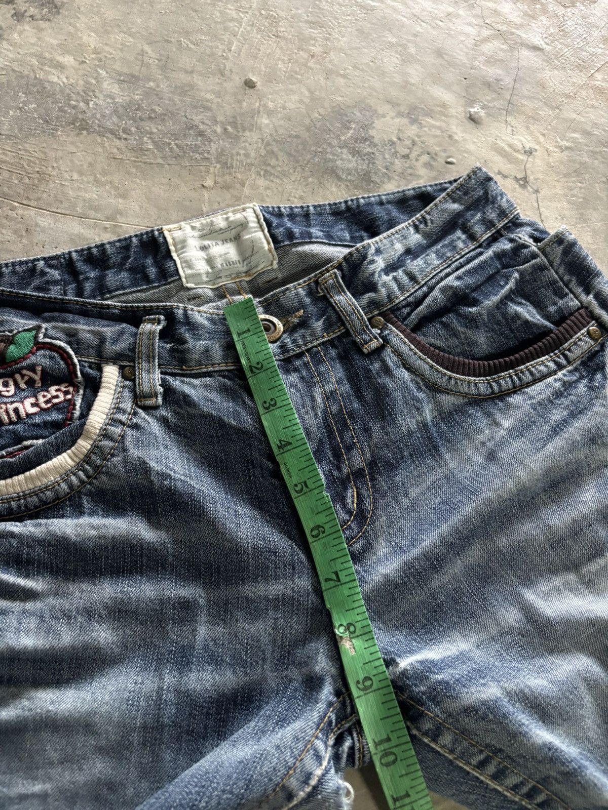 Japanese Brand LOLITA RARE YOSHITOMO NARA ANGRY PRINCESS DISTRESSED DENIM Size US 31 - 23 Thumbnail