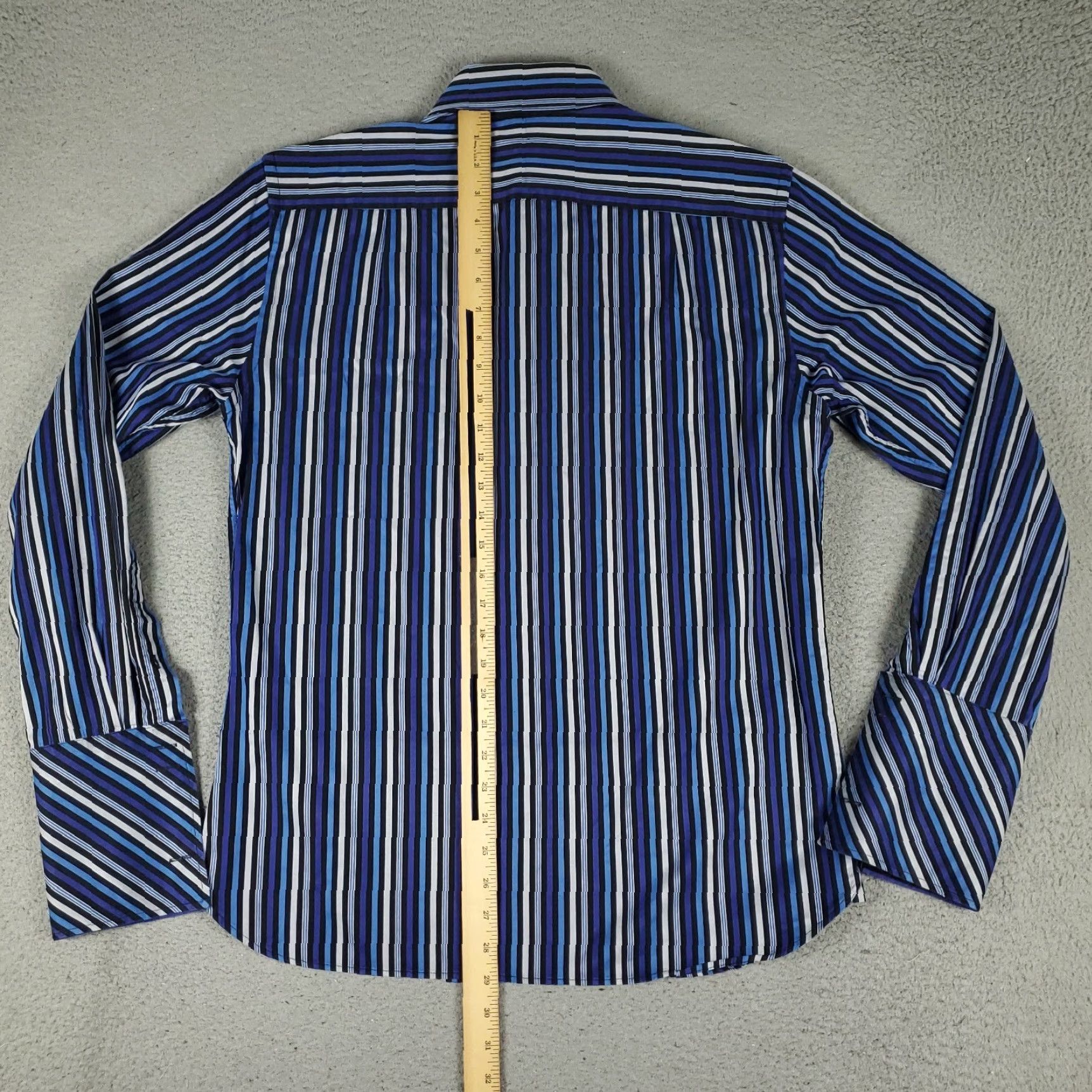 Ted Baker Ted Baker Dress Shirt Men's 16 Blue Striped French Cuff Button-Up Regular Fit Size 42R - 4 Thumbnail
