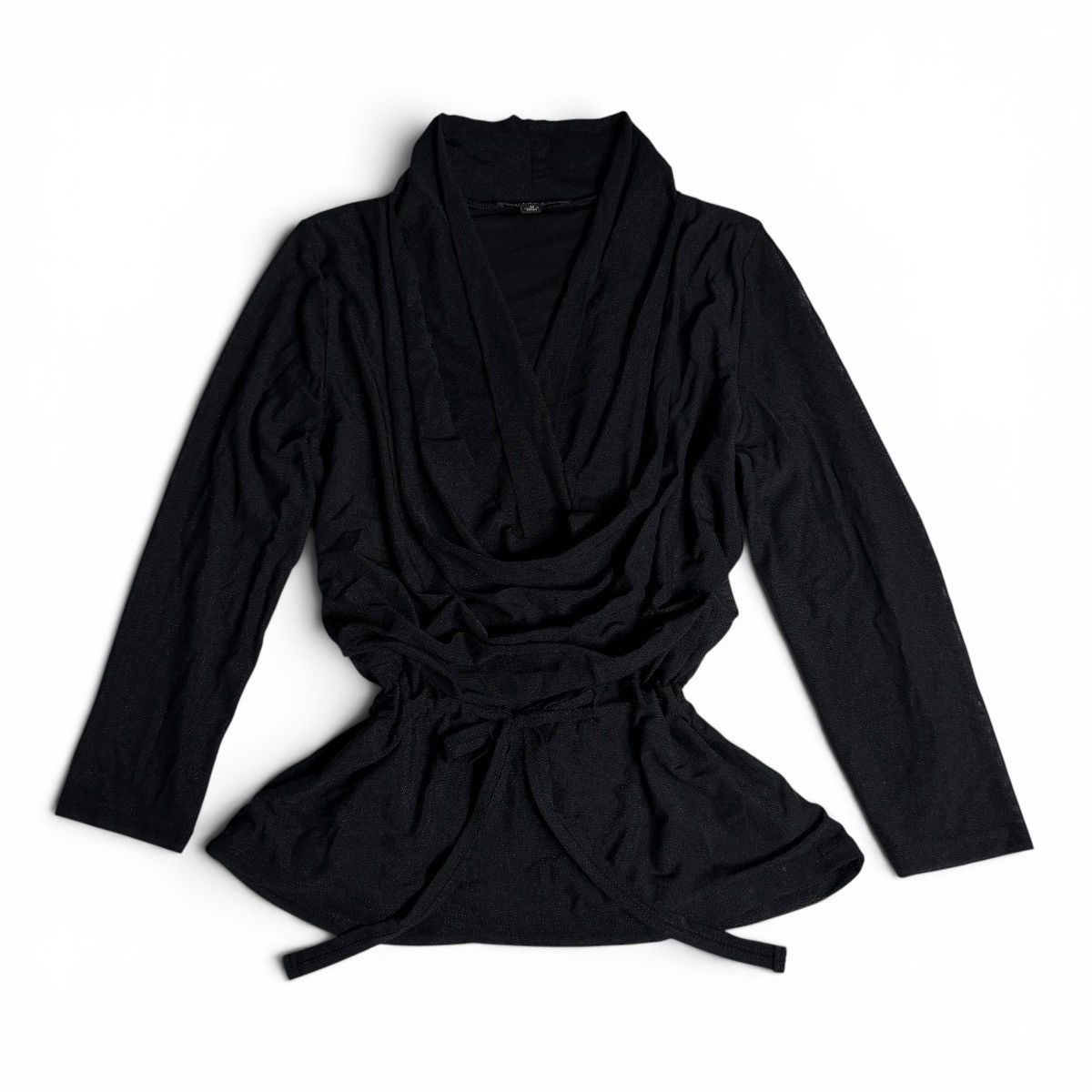 Other Vintage Juliette Black Draped Cowl Neck Blouse w/ Waist Tie Size M / US 6-8 / IT 42-44 - 1 Thumbnail