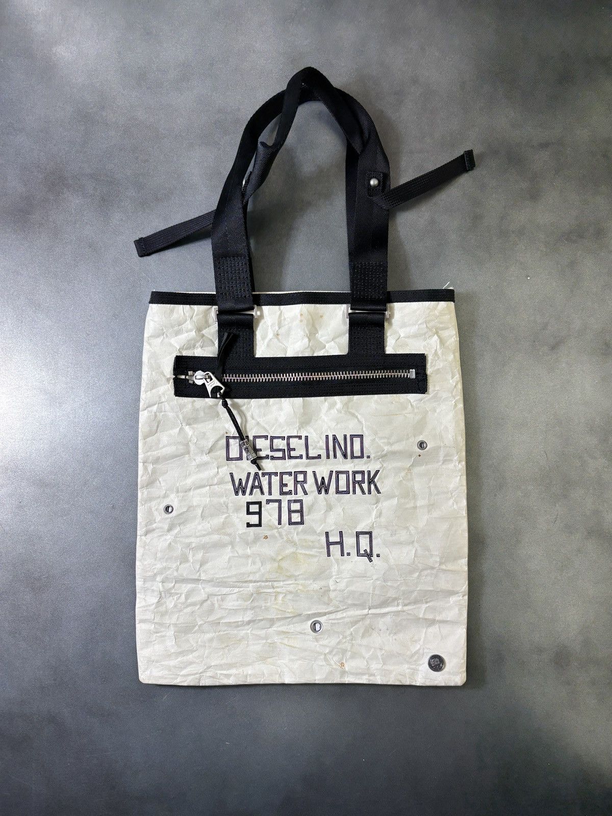 Diesel Diesel Paper Bag Waxed Tote Bag Y2K Crinkle Texture Purse Size ONE SIZE - 13 Thumbnail