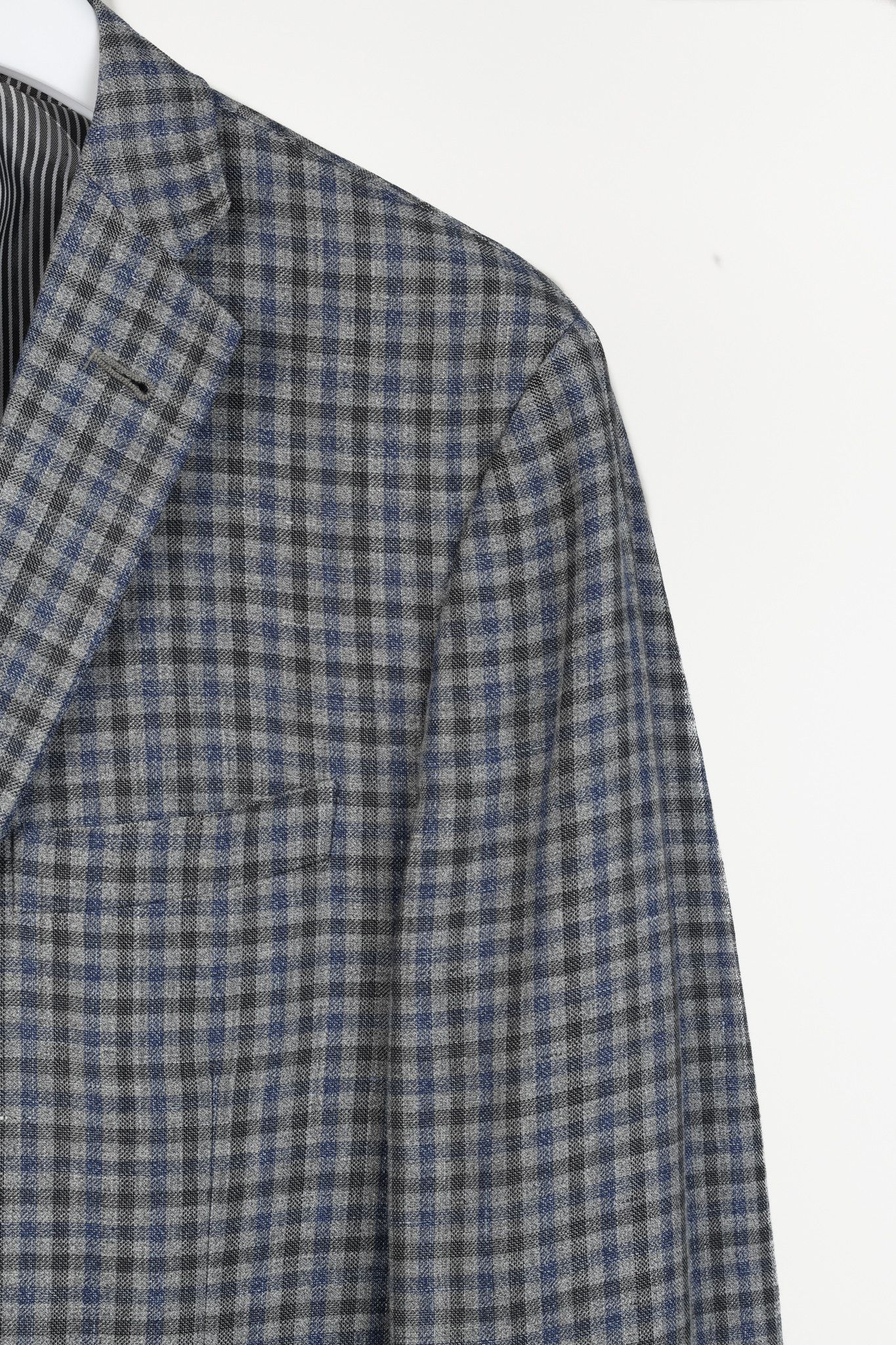 Corneliani Corneliani Grey & Blue Plaid Two-Button Blazer Size 50R - 3 Thumbnail