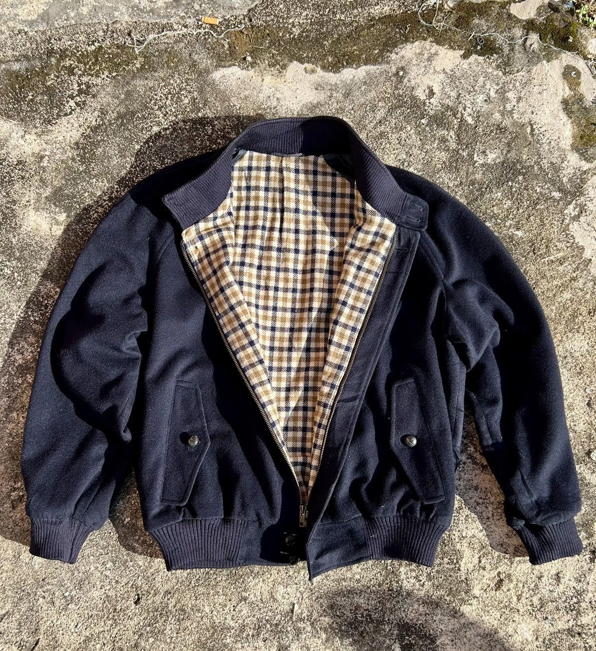 Other Vintage 80s/90s Lined Checkered Wool Raglan Bomber Jacket Size US S / EU 44-46 / 1 - 5 Thumbnail