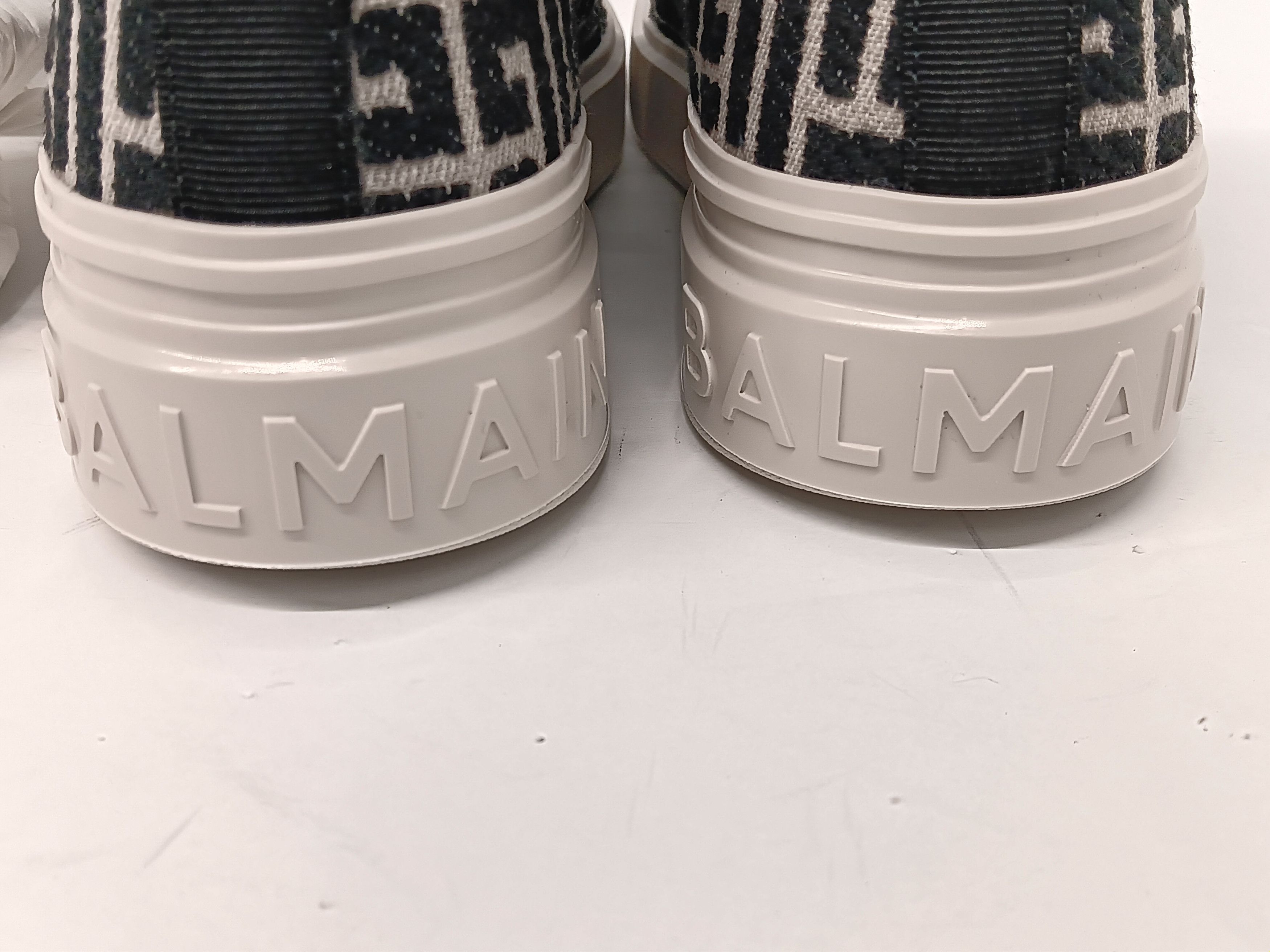 Balmain Balmain B-Court Bicolor Monogram Jacquard High-Top Sneakers Size US 7 / IT 37 - 19 Thumbnail