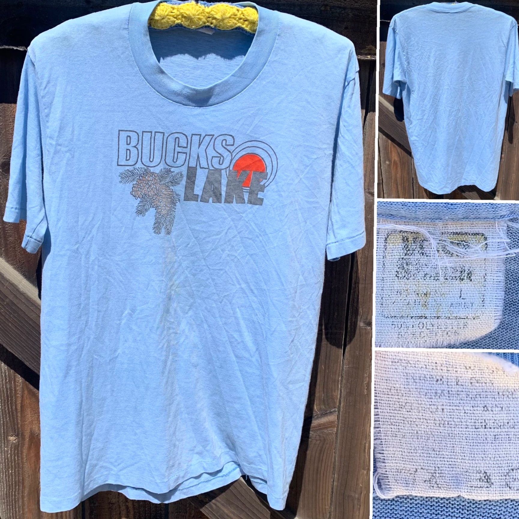 Velva Sheen VINTAGE Velva Sheen Bucks Lake T-Shirt Short Sleeve Unisex Adult L blue 1980s Graphic Tee Sportswear/Beach Mens Size US L / EU 52-54 / 3 - 2 Thumbnail