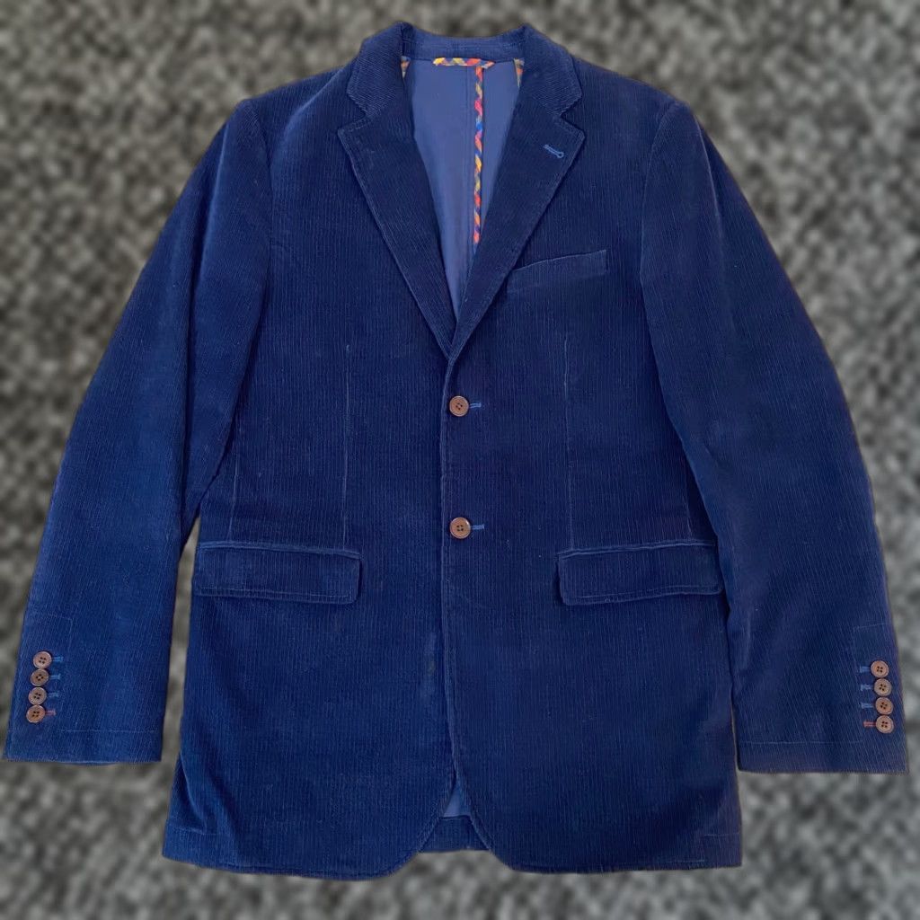 Charles Tyrwhitt Charles Tyrwhitt Blazer Mens 38R Corduroy Blue 2 Button Single-Breasted Classic Fit Coat Jacket Size 38R - 1 Thumbnail