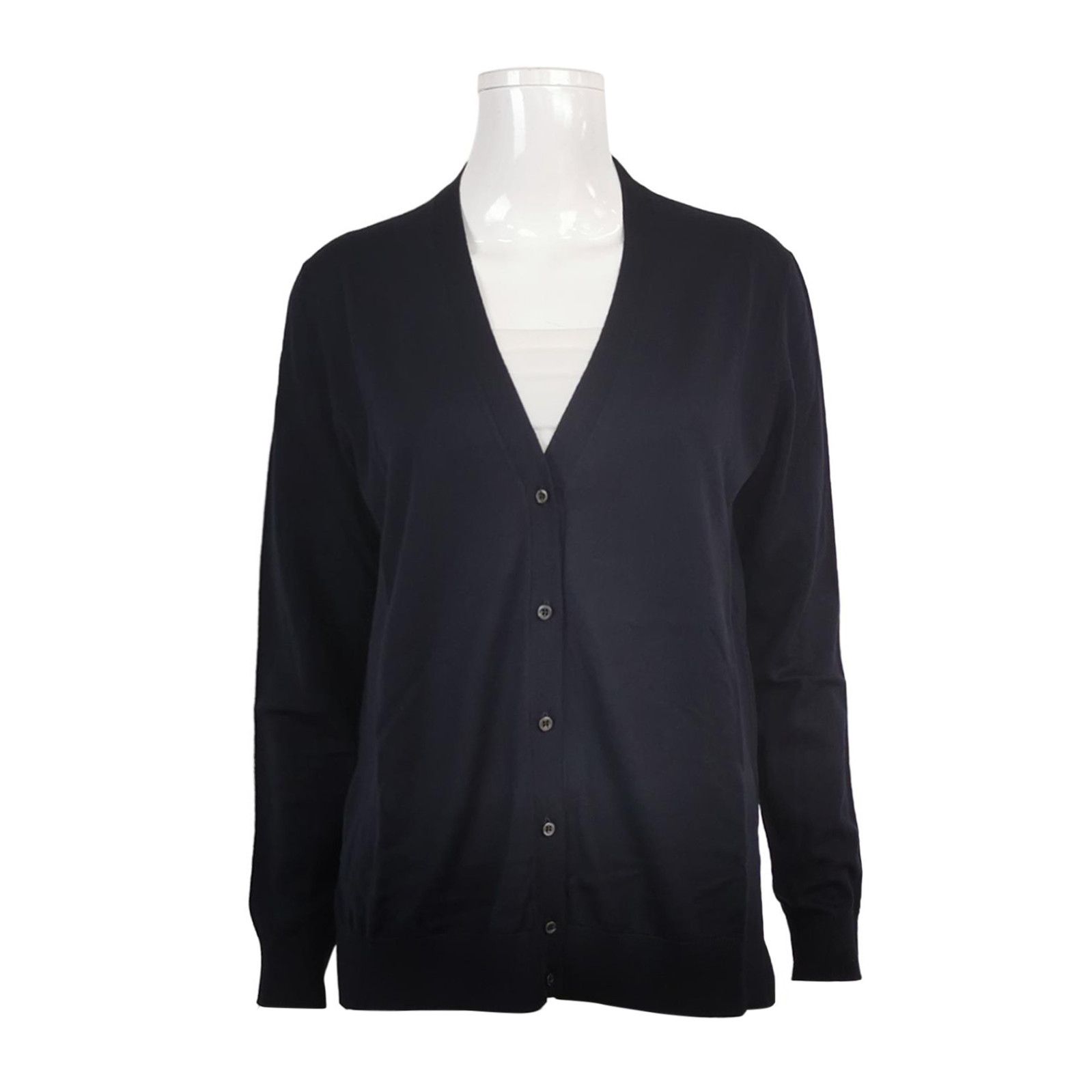 Prada Prada Wool V-Neck Cardigan in Navy Blue 0089 Size M / US 6-8 / IT 42-44 - 1 Thumbnail
