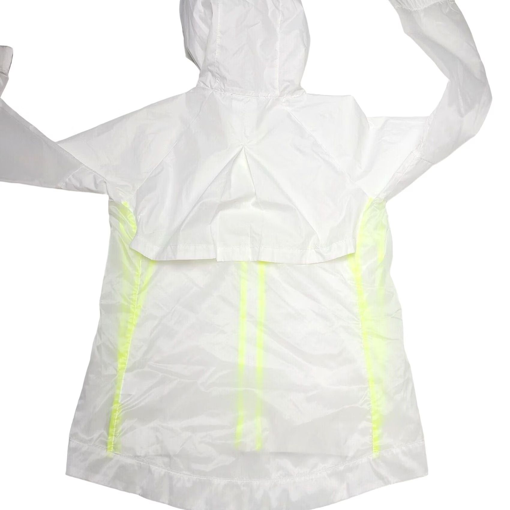 Nike Nike Windbreaker Jacket CU0043-100 White Neon Green Medium Girls Athletic Zip Geometric Lightweight Jacket Size L / US 10 / IT 46 - 2 Thumbnail
