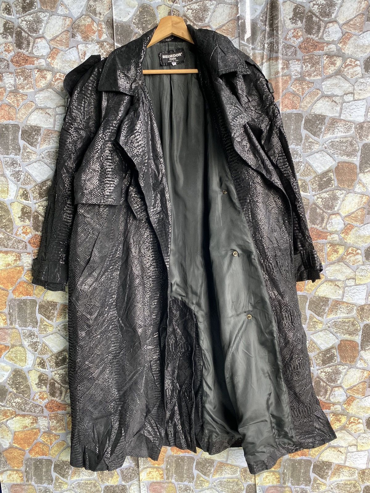 If Six Was Nine × Le Grande Bleu (L.G.B.) Vintage Begedor Italia Leather Trench Coat Jacket Size US XL / EU 56 / 4 - 4 Thumbnail