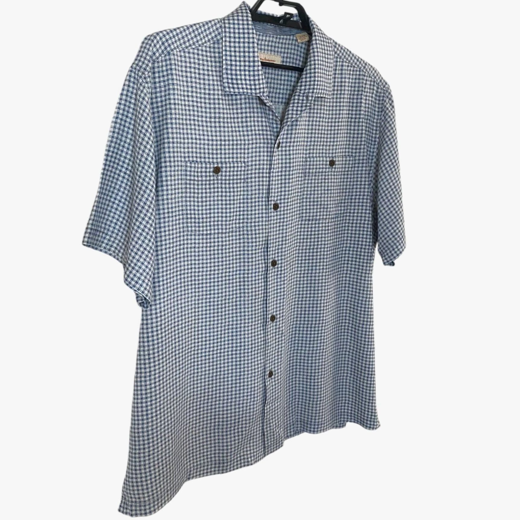 Tommy Bahama TOMMY BAHAMA Checkered Silk Button-Up Shirt Blue XL Short Sleeve Mens Size US XL / EU 56 / 4 - 2 Thumbnail