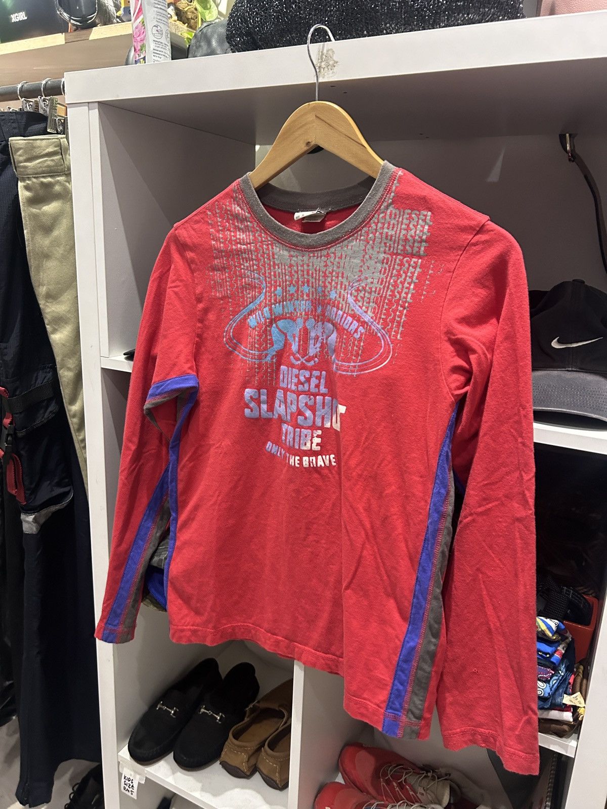 Diesel DIESEL SLAPSHOT Y2K longsleeve tshirt red blue coco stripe Size US S / EU 44-46 / 1 - 2 Thumbnail