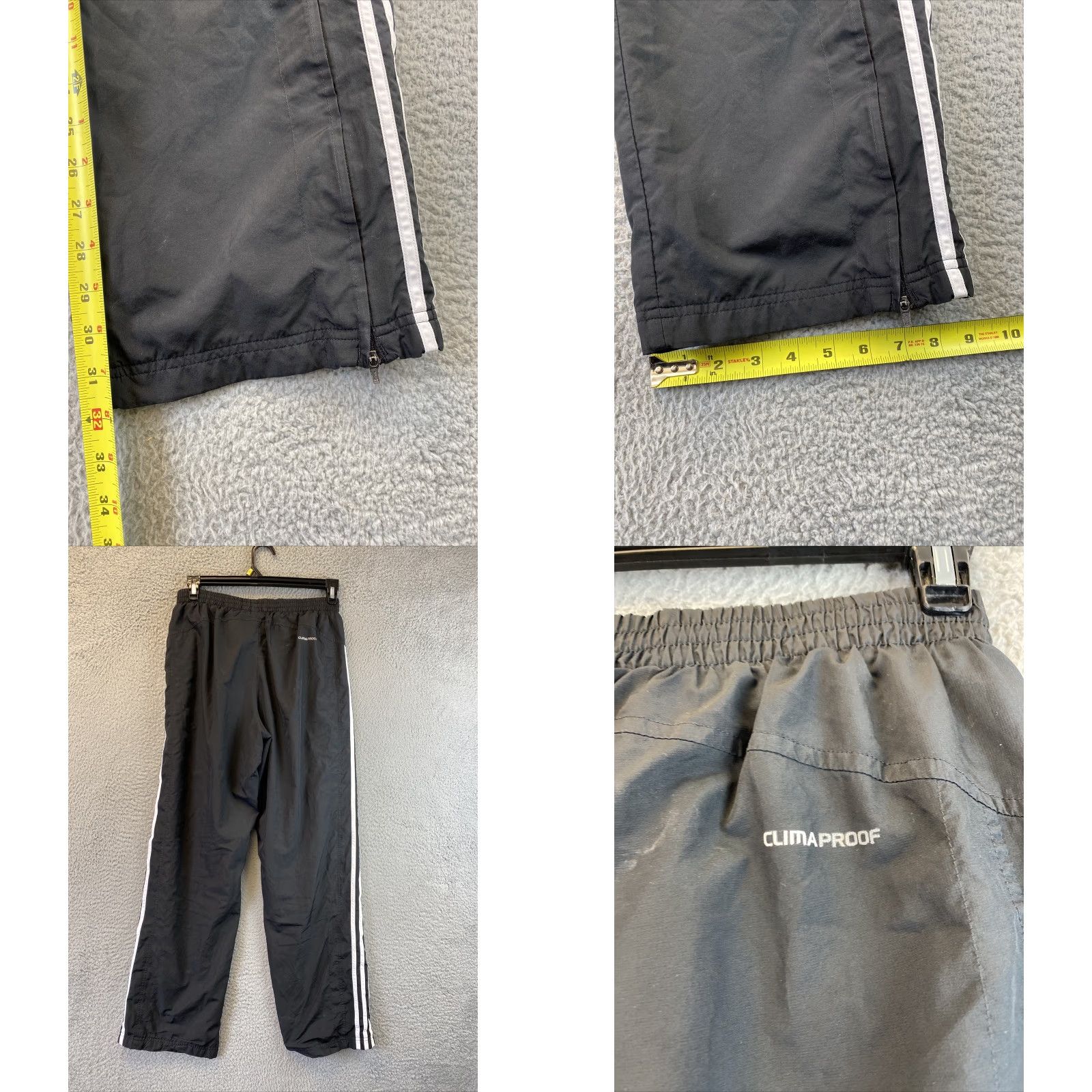 Adidas Adidas Track Pants Adult Medium Black/White 3-Stripe Drawstring Regular Fit Mens Size US 31 - 8 Thumbnail