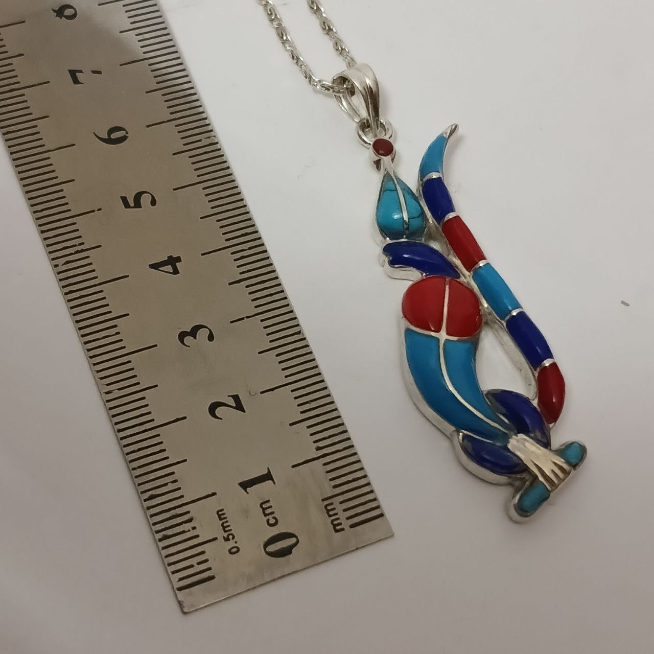 Sterling Silver Egyptian Cobra Pendant – 925 Silver, Stone Inlaid, Pharaonic Size ONE SIZE - 4 Thumbnail