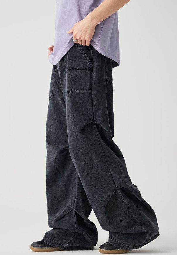 Japanese Brand American-style baggy patchwork wide-leg jeans for men Size US 32 / EU 48 - 2 Thumbnail