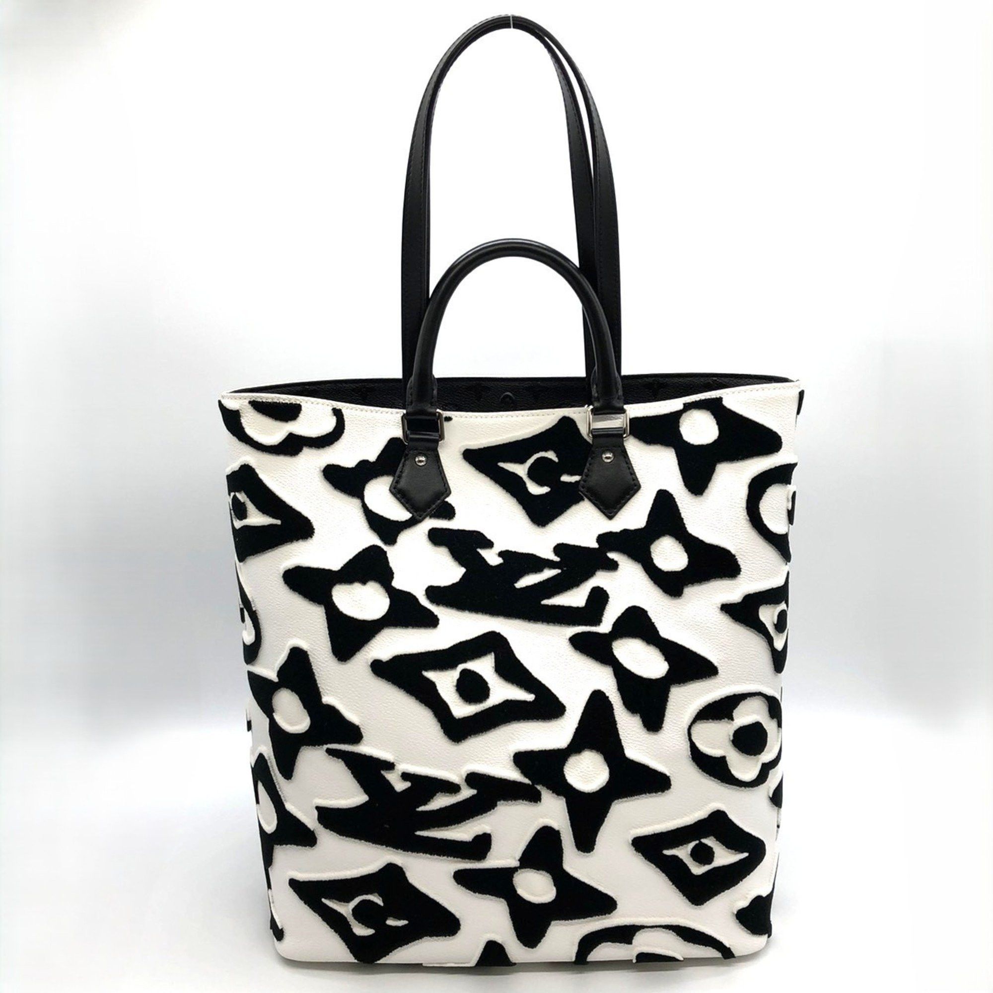 Louis Vuitton X Urs Fischer Collaboration Cabas M45567 Shoulder Bag Tote Velvet/coated Canvas White/black Women's Itgkl6Jzo9Lo