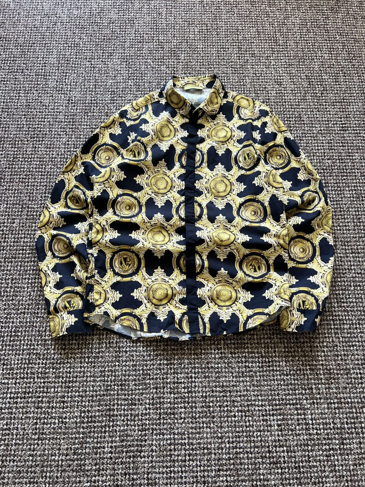 Versace Versace Baroque Print Shirt Black/Gold Men’s Long Sleev Size US L / EU 52-54 / 3 - 2 Thumbnail