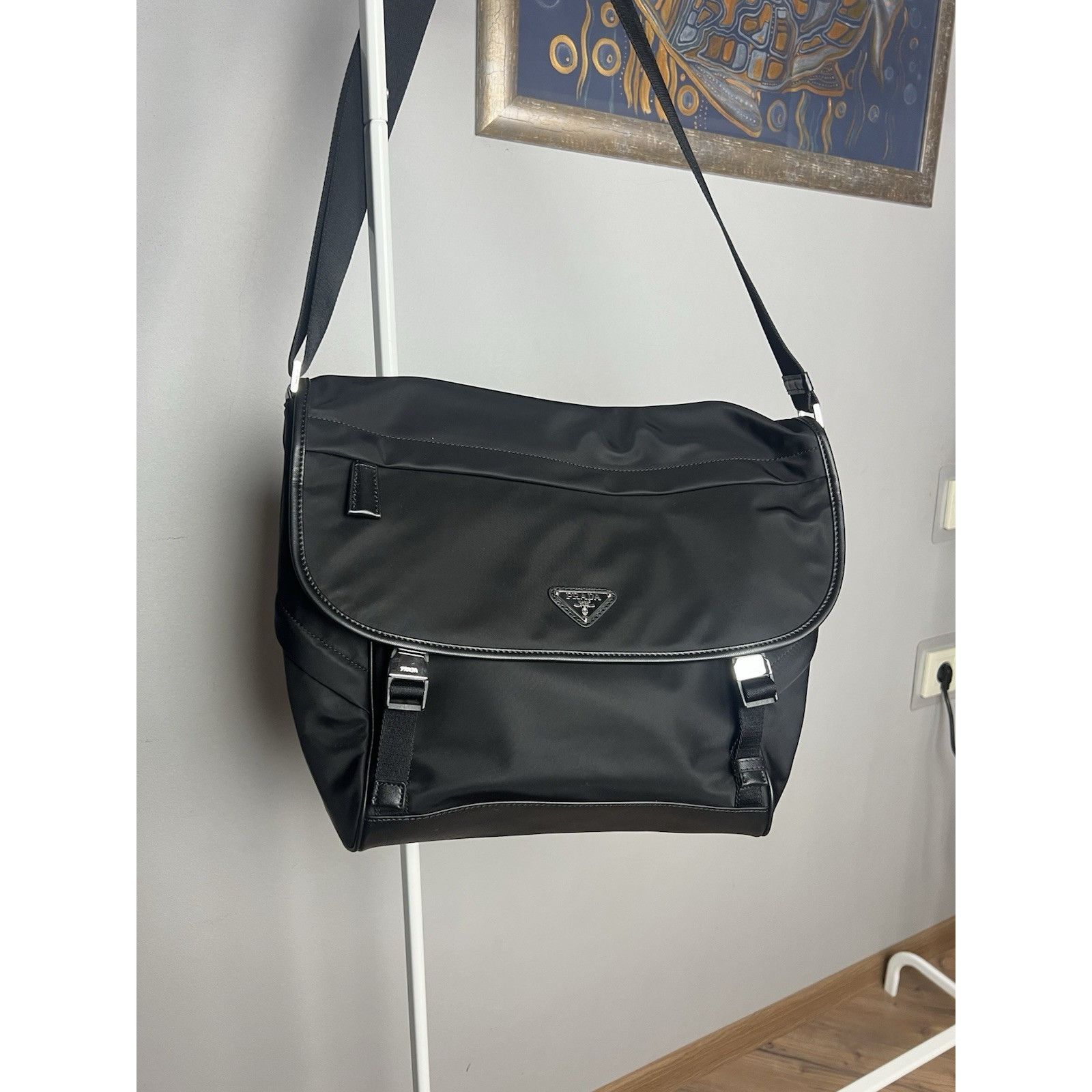Prada MINT! Prada Triangle Logo Re-Nylon Saffiano Crossbody Bag Bl Size ONE SIZE - 2 Thumbnail