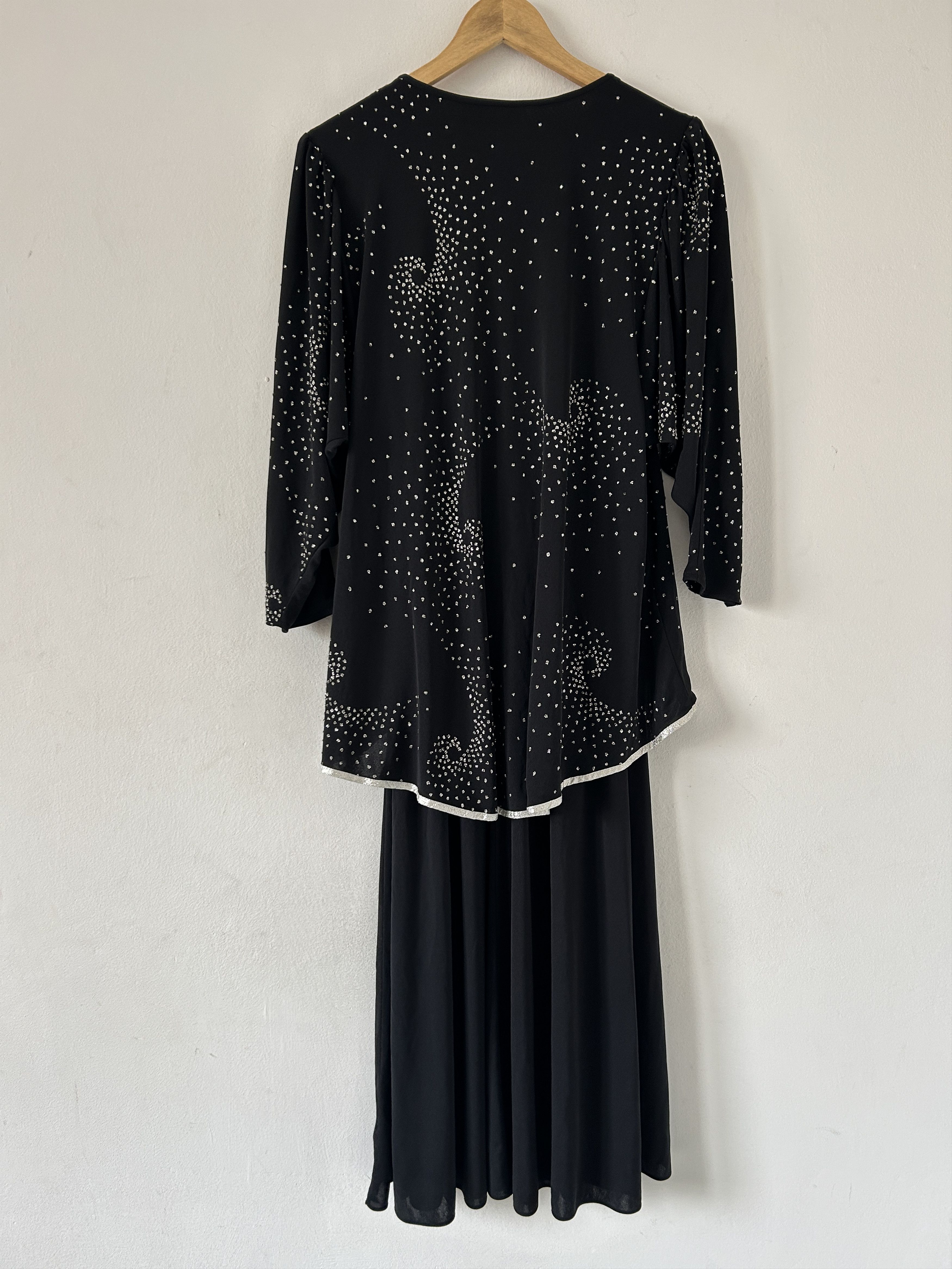 Vintage Vintage 80s Black Rhinestone Asymmetrical Midi Dress Size M / US 6-8 / IT 42-44 - 10 Thumbnail