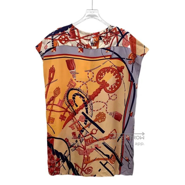 Hermes Hermes Color-blocked key print silk sleeveless T-shirt Size XS / US 0-2 / IT 36-38 - 2 Thumbnail