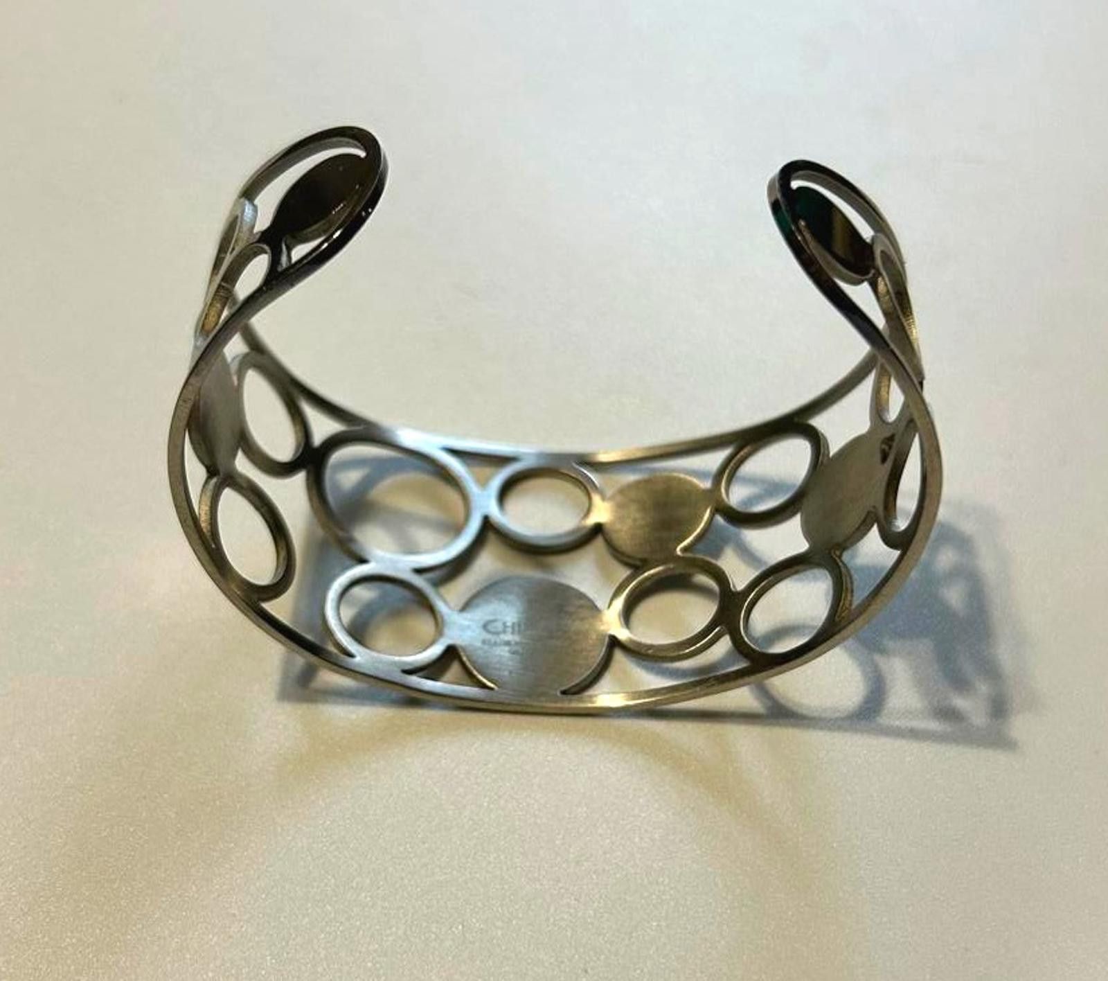 Designer Chisel Stainless Steel Cuff ⚪ Geometric Statement Bracelet Size ONE SIZE - 5 Thumbnail