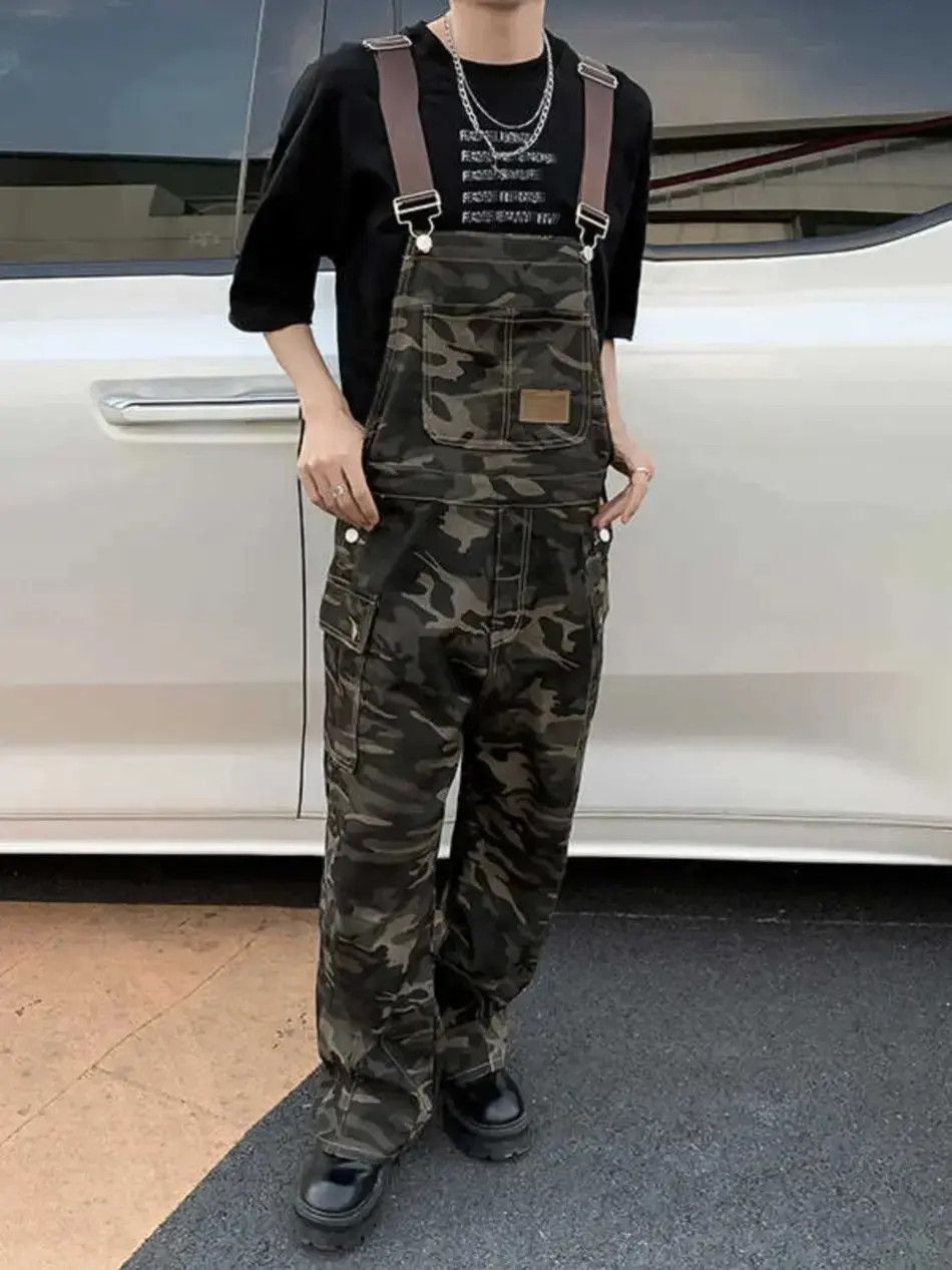 Japanese Brand Retro Loose Straight Camo Back Strap Jeans Size US 32 / EU 48 - 3 Thumbnail