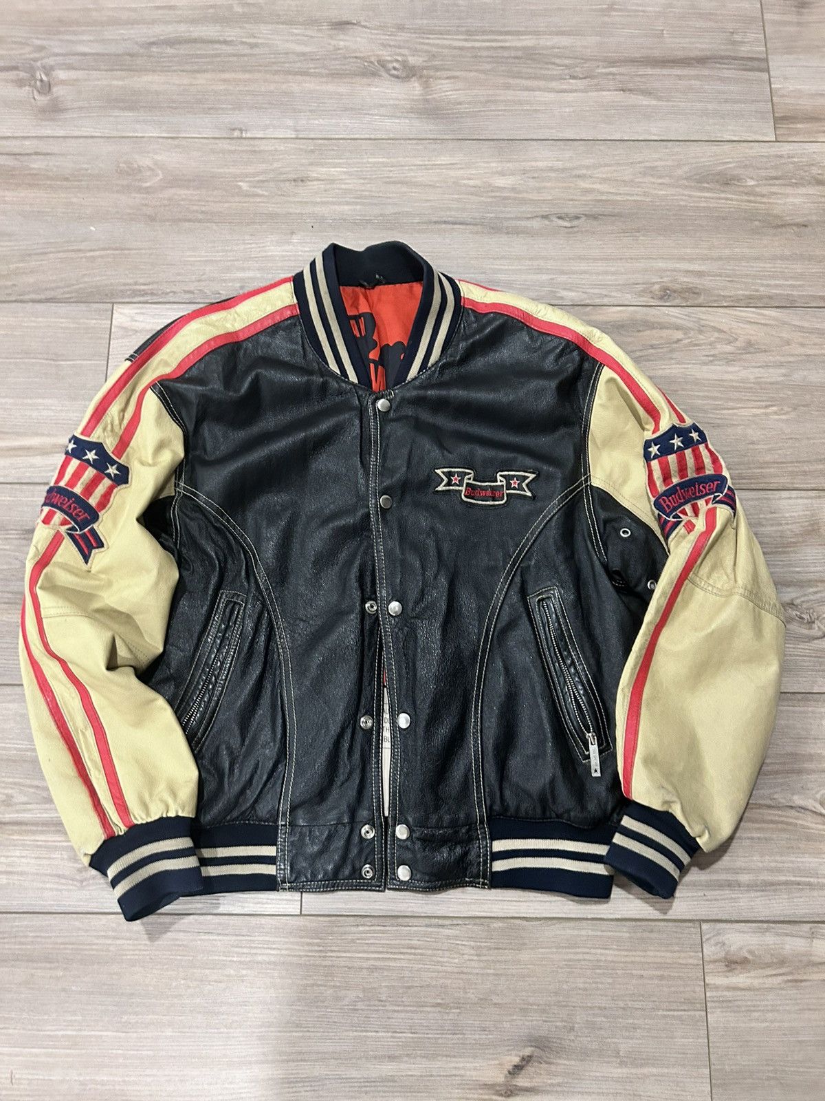 Leather Budweiser biker