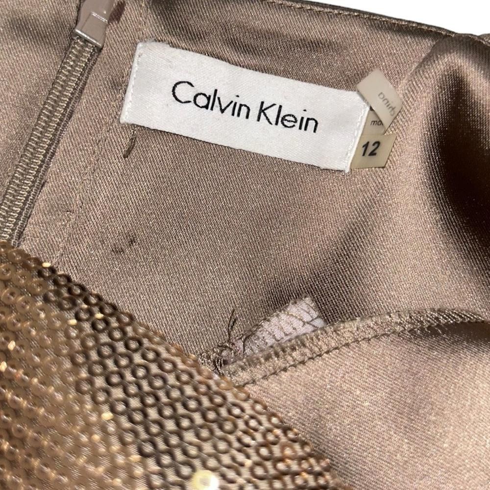 Calvin Klein Calvin Klein l Gold Satin Sequin Sheath Dress 12 Size XL / US 12-14 / IT 48-50 - 7 Thumbnail
