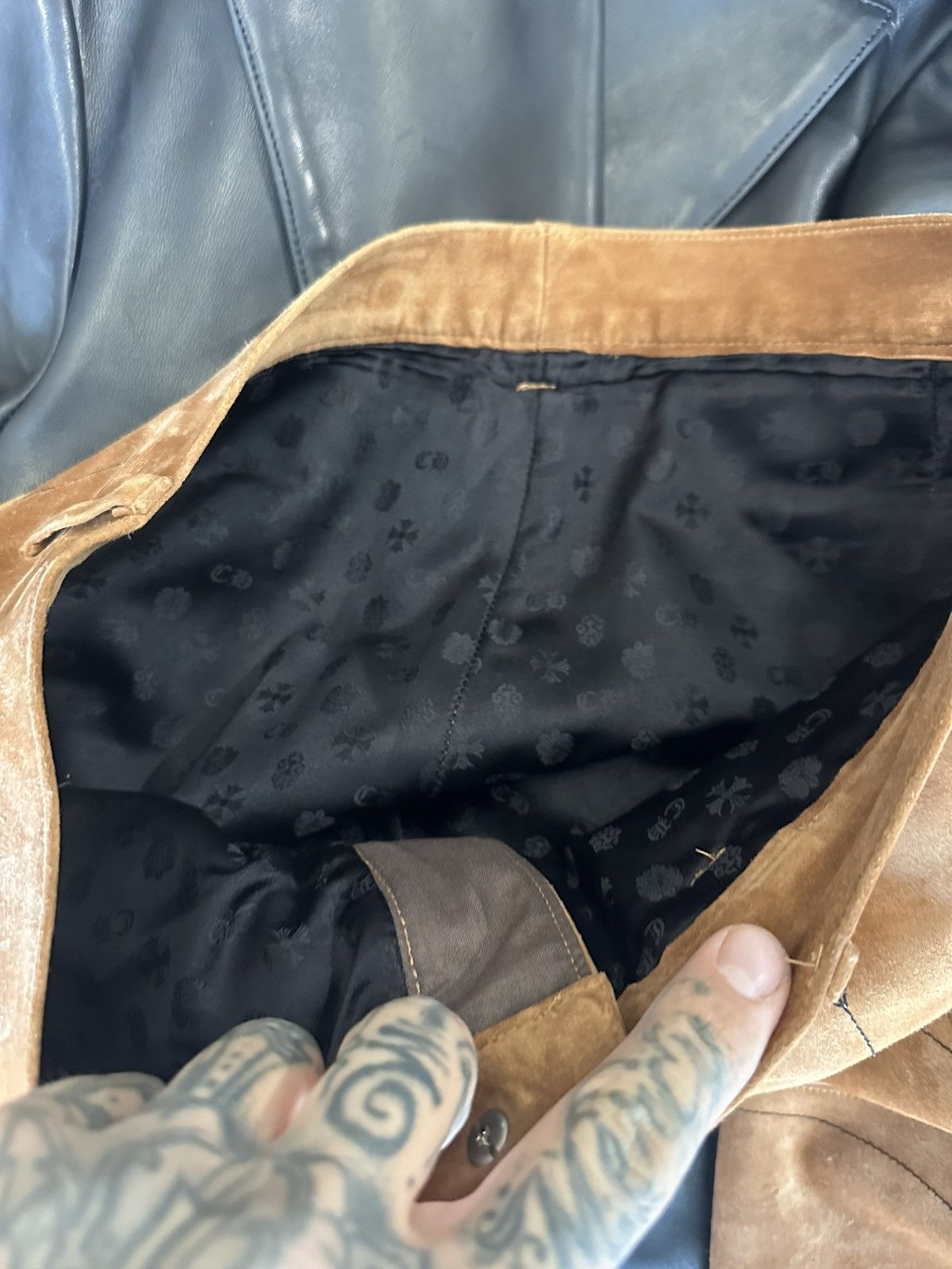 Chrome Hearts 1 of 1 CHROME HEARTS COUTURE SUEDE LEATHER SPIDER WEB SUIT Size 40R - 24 Thumbnail