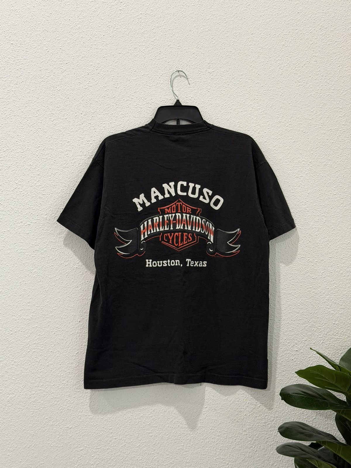 Harley Davidson Vintage 80s Harley Davidson Mancuso Houston TX 1987 FOTL Tee Size US XL / EU 56 / 4 - 1 Thumbnail