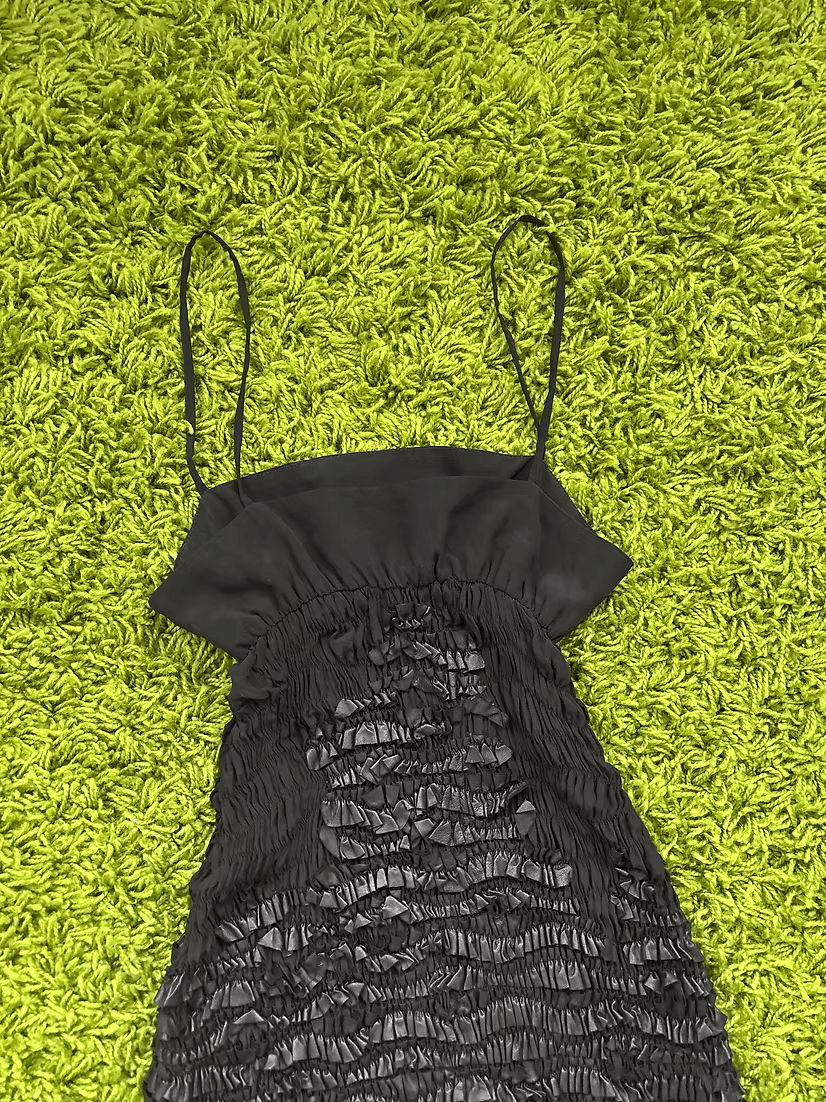 Prada SS2009 Ruched Leather/Silk Mini Dress Size S / US 4 / IT 40 - 5 Thumbnail