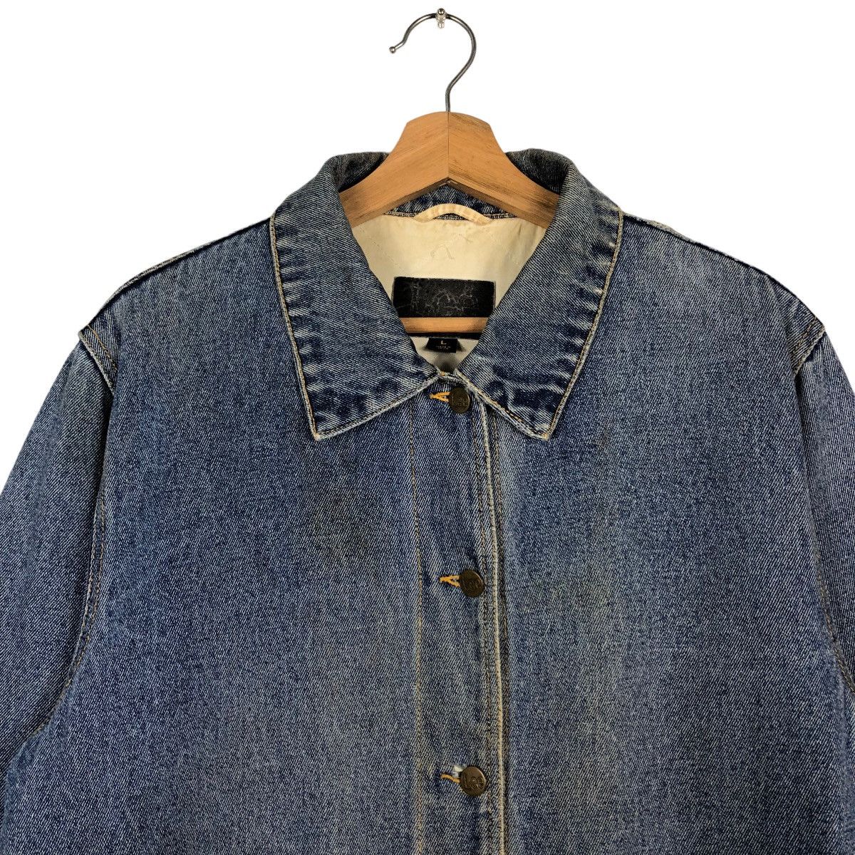Japanese Brand 🔥90’s Biker Denim Jacket Chore Work Issey Miyake Design Size US L / EU 52-54 / 3 - 2 Thumbnail