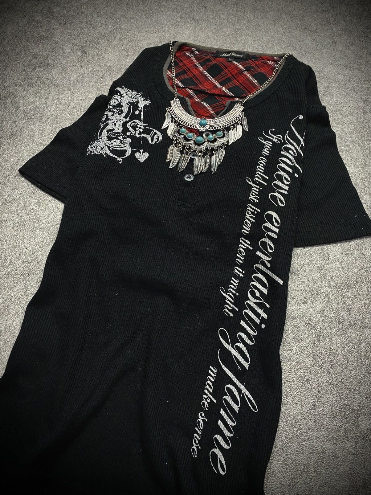 Japanese Brand 00s Mind Games Japanese Poem Punk Tee Size US M / EU 48-50 / 2 - 2 Thumbnail