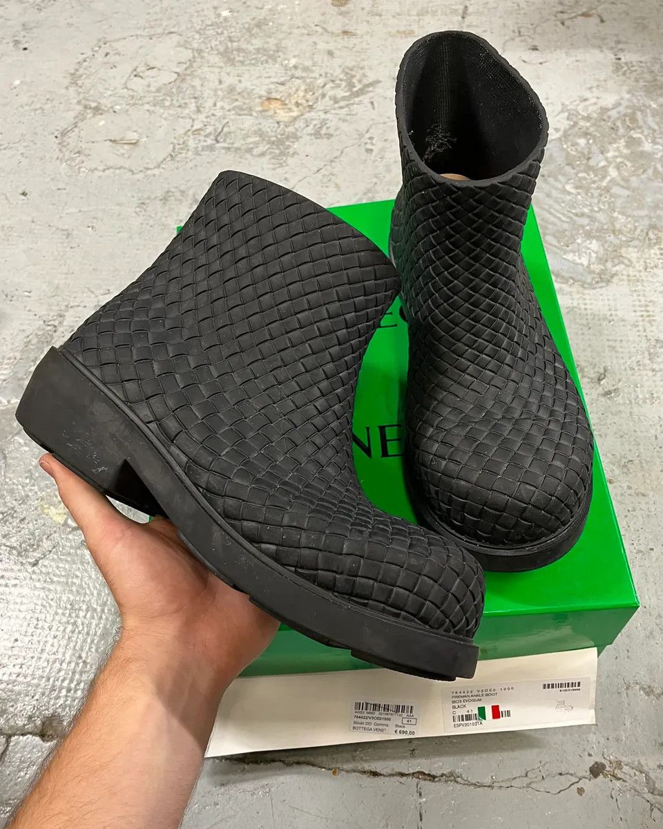 Bottega Veneta Bottega Veneta Black Woven Leather Boots Size US 8 / EU 41 - 1 Thumbnail