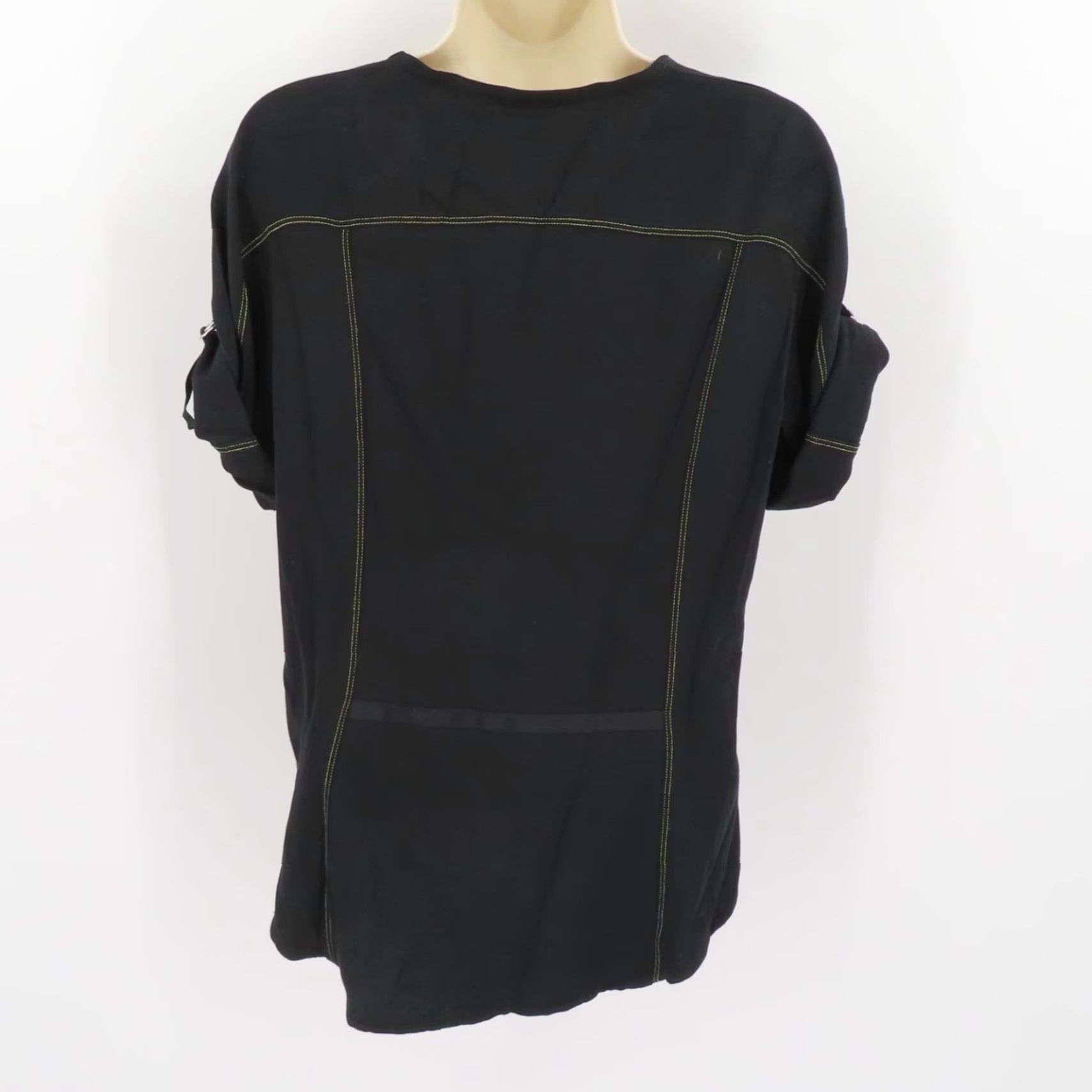 Harley Davidson Harley-Davidson Blouse Shirt Women Medium Black Short Sleeve Zipper Front Top | Motorcycle Theme, Basic Style, Solid Pattern Size M / US 6-8 / IT 42-44 - 5 Thumbnail