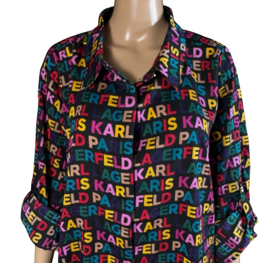 Karl Lagerfeld NWT New $109 Karl Lagerfeld Logo Button Front Blouse Size 2 Size XXL / US 16-18 / IT 52-54 - 3 Thumbnail