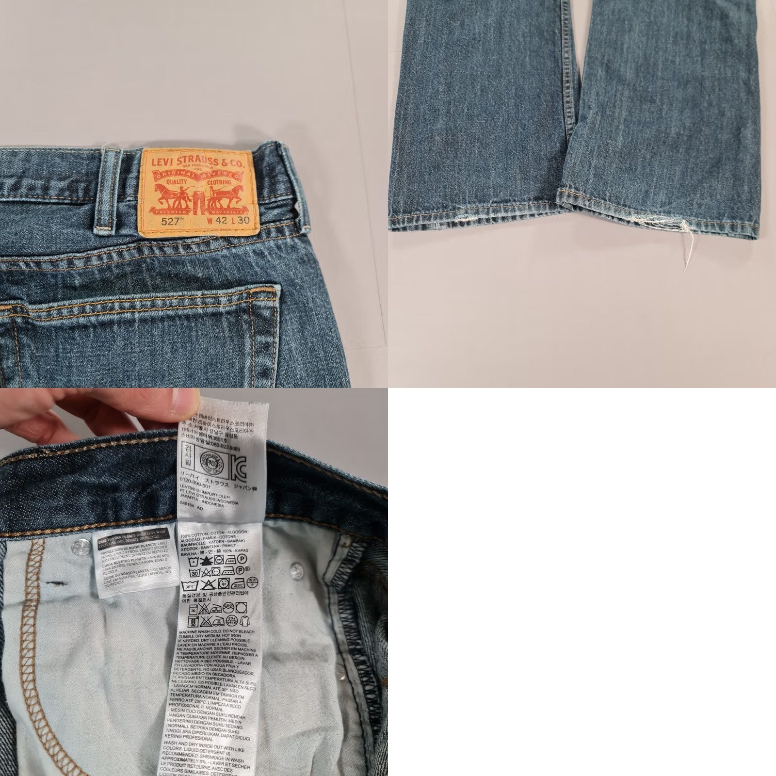 Levi's Levis 527 Jeans Mens Bootcut W42 L30 Blue Denim Zip Fly 5-Pocket Regular Fit Hamilton City USA Modern Vintage: No Size US 42 / EU 58 - 8 Thumbnail
